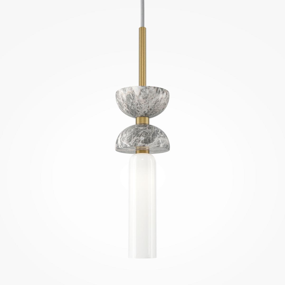 Pendelleuchte Mod178pl-01gr - Weiss/Goldfarben, Design, Stein/Metall (10/336.5cm) - MAYTONI