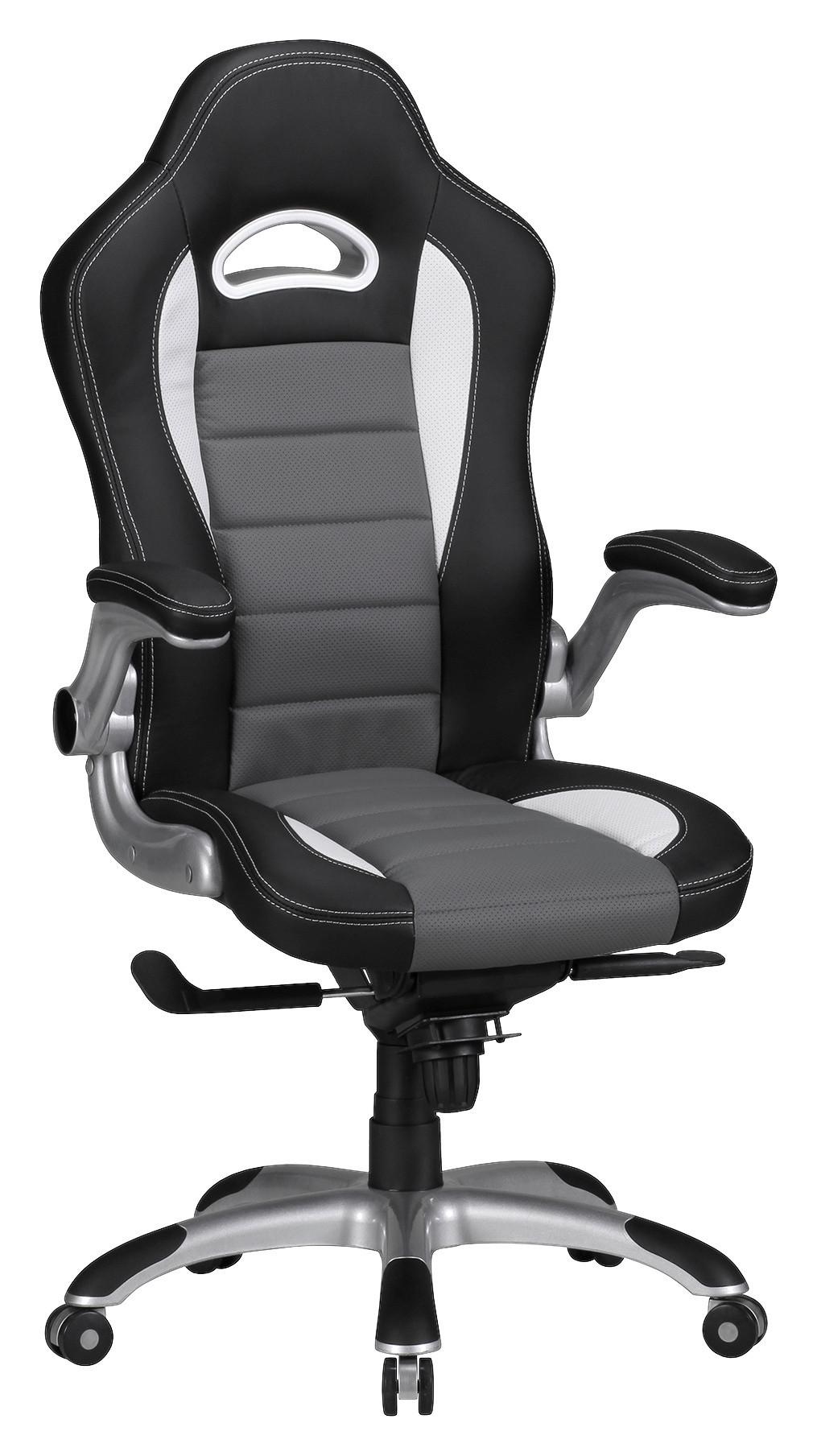 Gaming Stol Racing - siva/črna, Moderno, umetna masa/tekstil (70/120/70cm) - MID.YOU