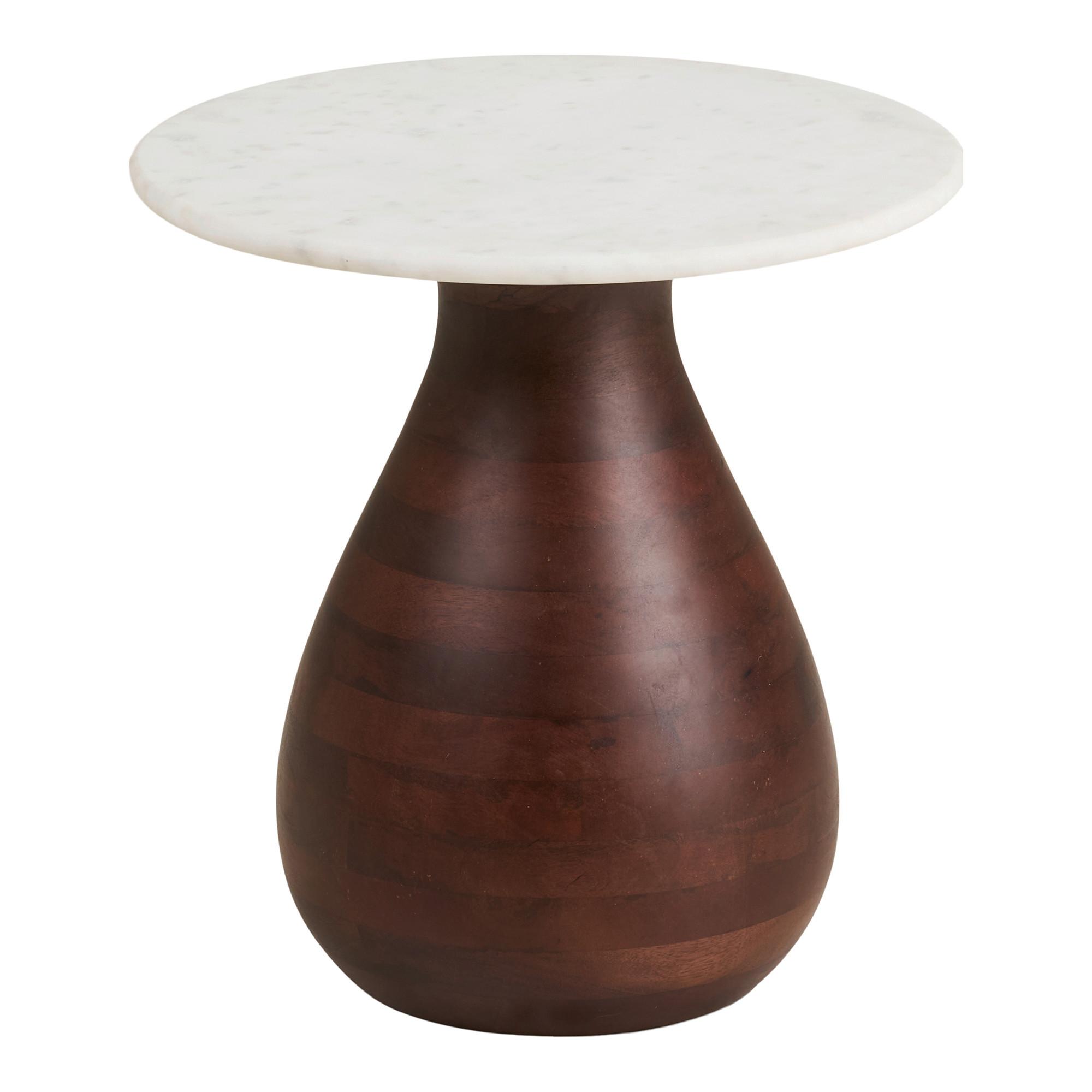 Beistelltisch Heide Weiß/Dunkelbraun - Dunkelbraun/Weiß, Design, Holz/Stein (40/40/41cm) - MID.YOU