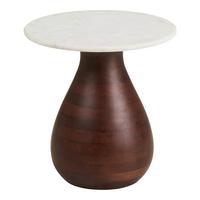 Beistelltisch Heide Weiß/Dunkelbraun - Dunkelbraun/Weiß, Design, Holz/Stein (40/40/41cm) - MID.YOU