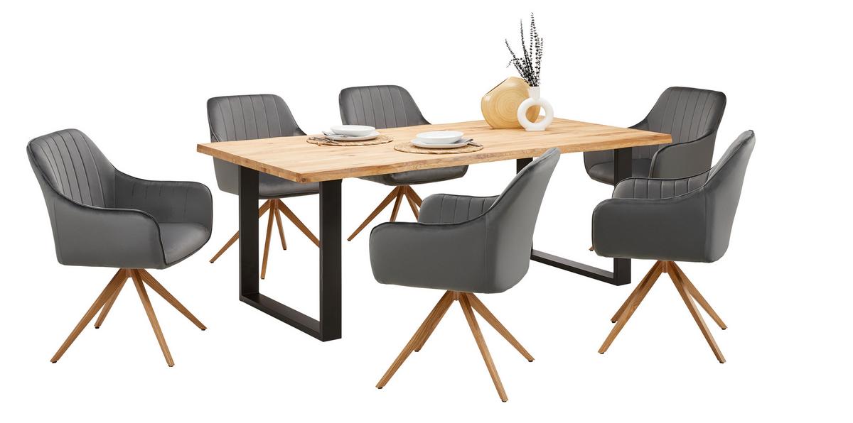 Masă WOOD 200 - culoare natur/negru, Konventionell, lemn/metal (200/75/100cm) - James Wood