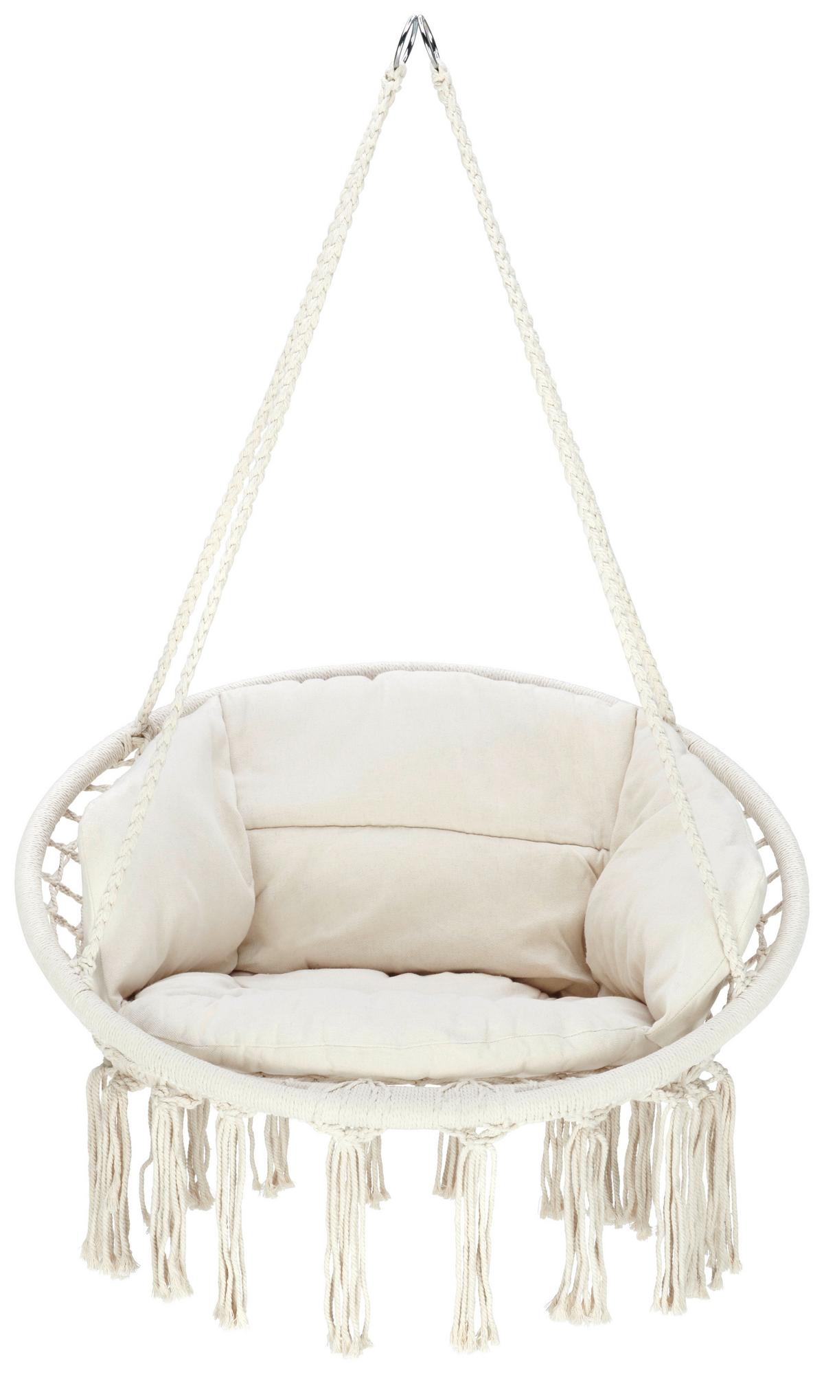 Hängesessel Amon Weiss aus Webstoff - Weiss, Basics, Textil/Metall (80/120/60cm) - Mömax