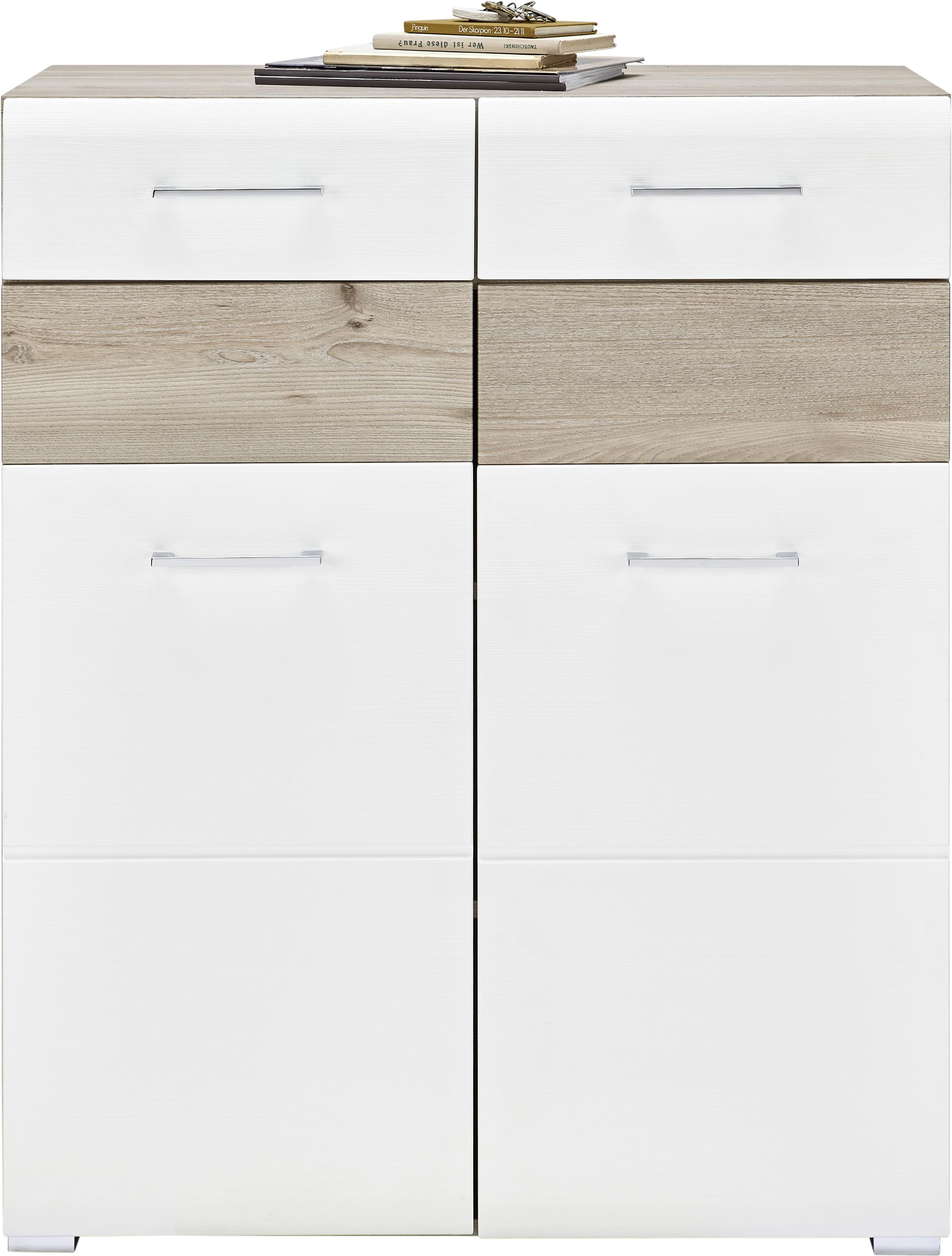 Schuhschrank in Weiß/Silbereichenfarben - Chromfarben/Weiß, MODERN, Holz/Holzwerkstoff (85/105/40cm) - Premium Living