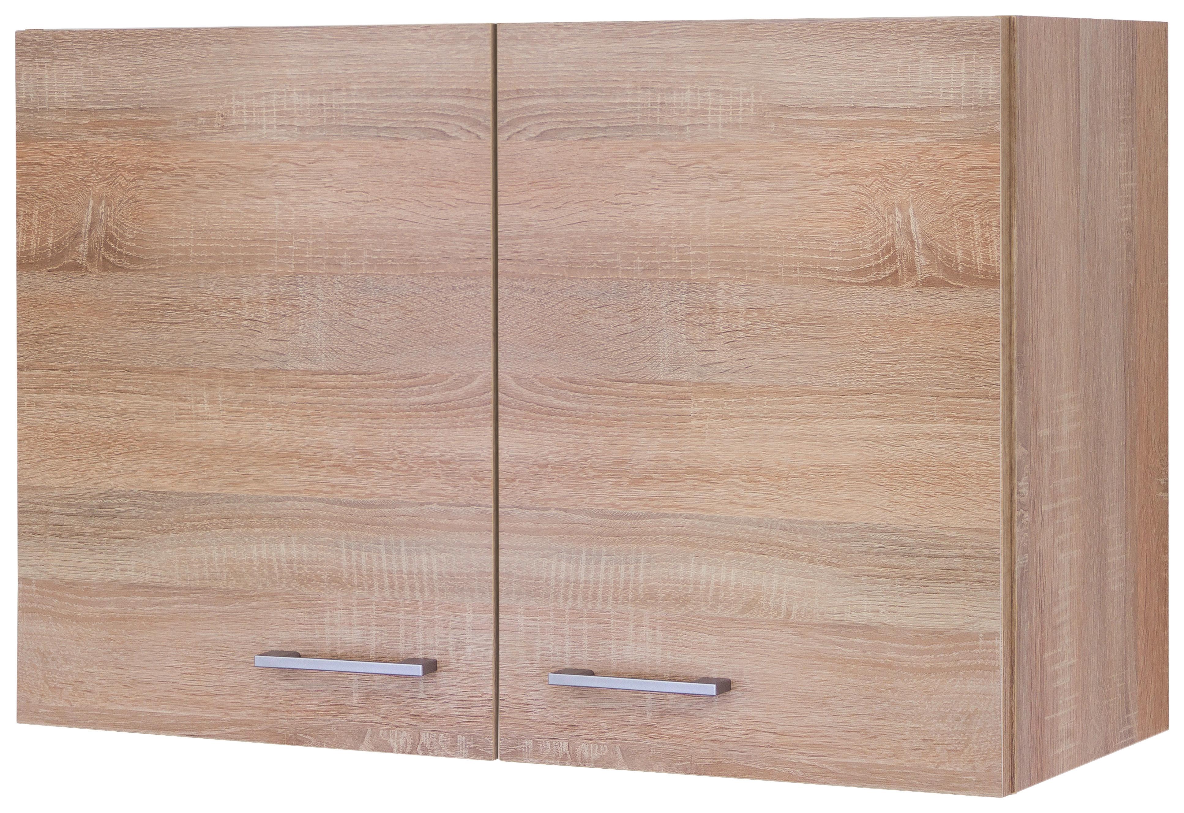 Kuhinjska Zgornja Omarica Samoa, Barva Hrasta - bela/barve aluminija, Konvencionalno, umetna masa/leseni material (80/54,8/32cm)