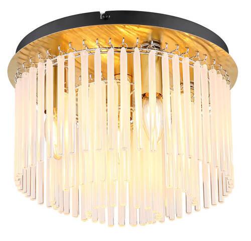 Deckenleuchte Gorley Schwarz/Goldfarben max. 40Watt - Klar/Goldfarben, Basics, Glas/Metall (32/23cm) - Globo