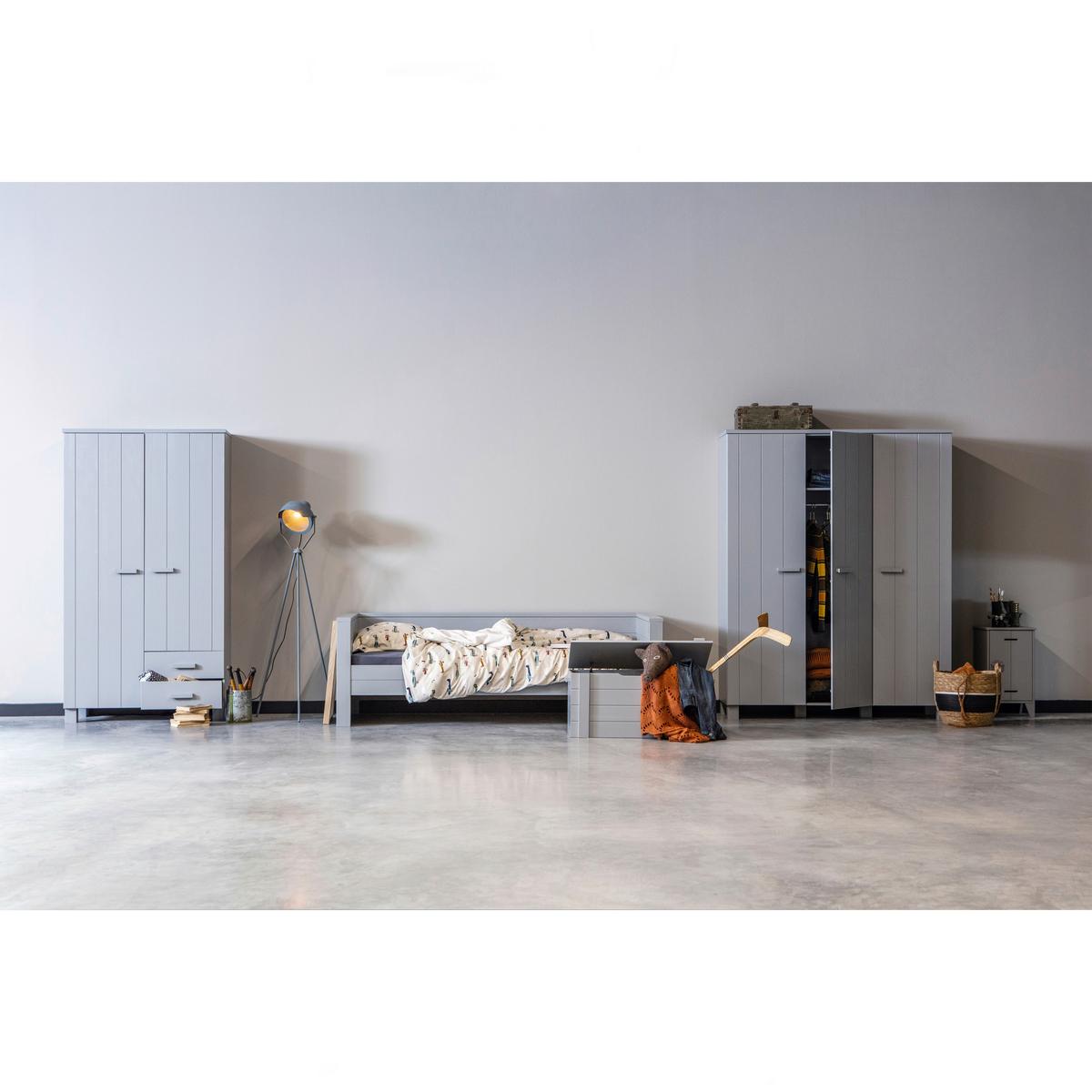 Garderobenschrank Dennis Grau - Grau, Design, Holz (111/202/55cm) - Livetastic