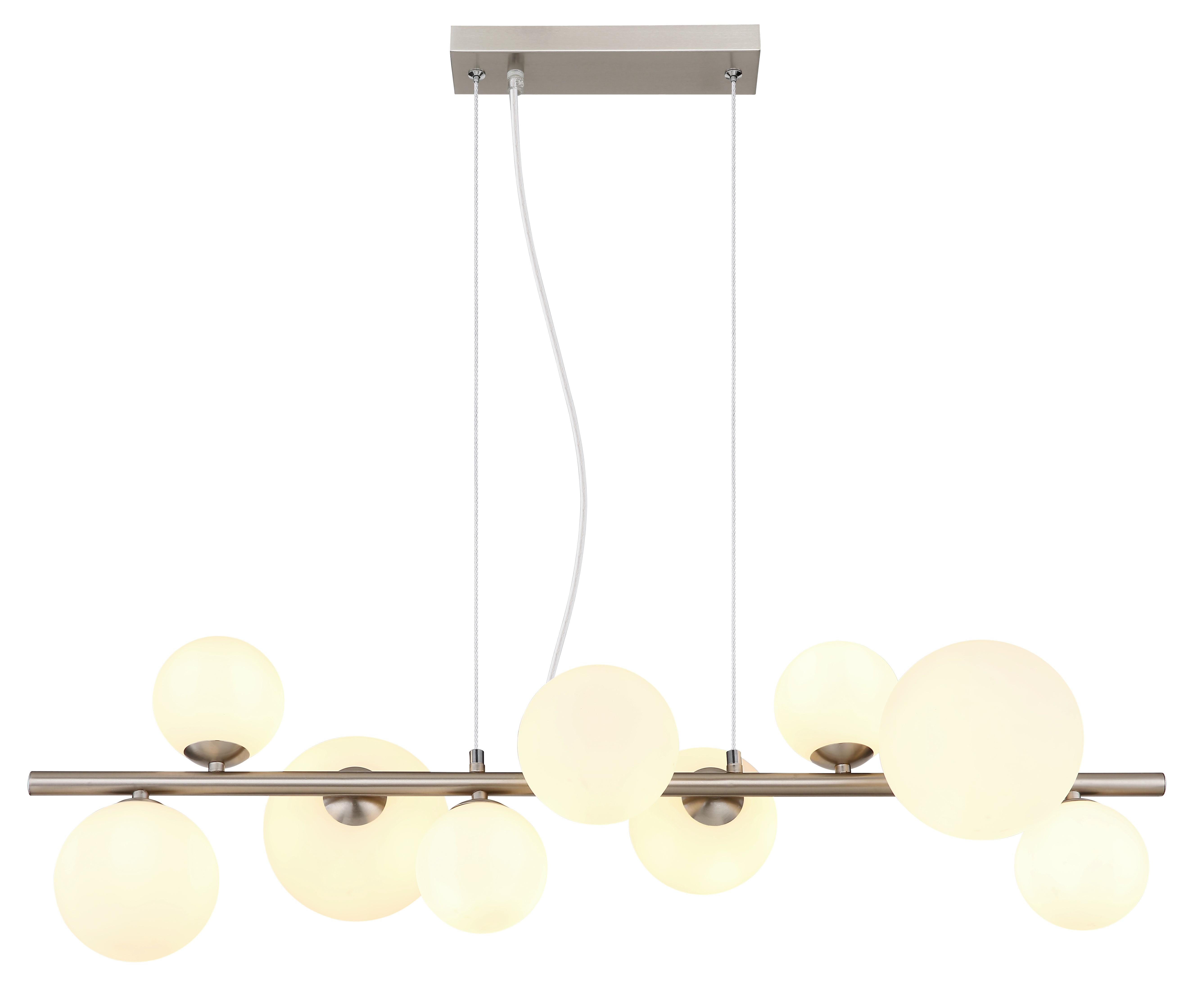 LED-Hängeleuchte Riha Opal/Nickelfarben max.3,5Watt - Transparent/Opal, KONVENTIONELL, Glas/Kunststoff (87/34,5/120cm) - Globo
