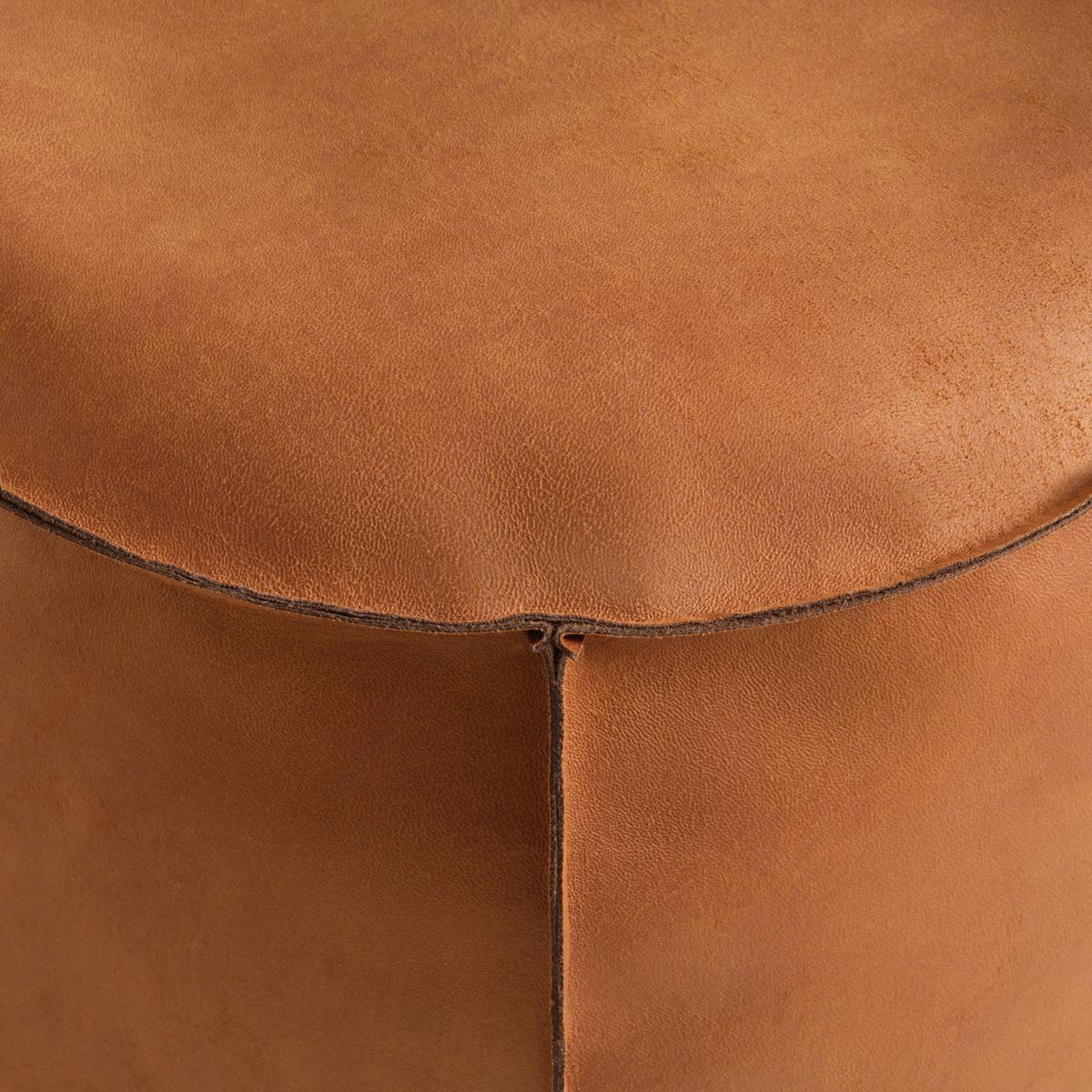Hocker Falun II Lederlook ⌀ ca. 60cm - Haselnussfarben, MODERN, Textil (60/36cm) - Mömax