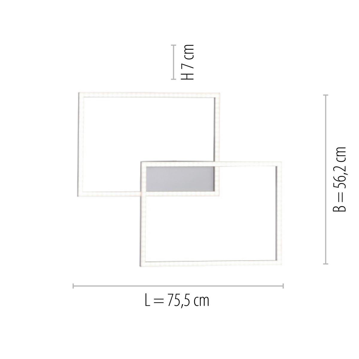 LED-Deckenleuchte Iven max. 43 Watt - Chromfarben/Alufarben, Design, Kunststoff/Metall (75,5/56,2/7cm)