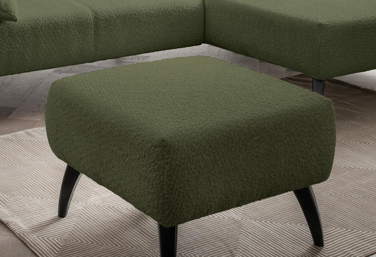 Hocker Colori Dunkelgrün Bouclé - Dunkelgrün/Schwarz, MODERN, Holz/Textil (66/44/66cm) - MID.YOU