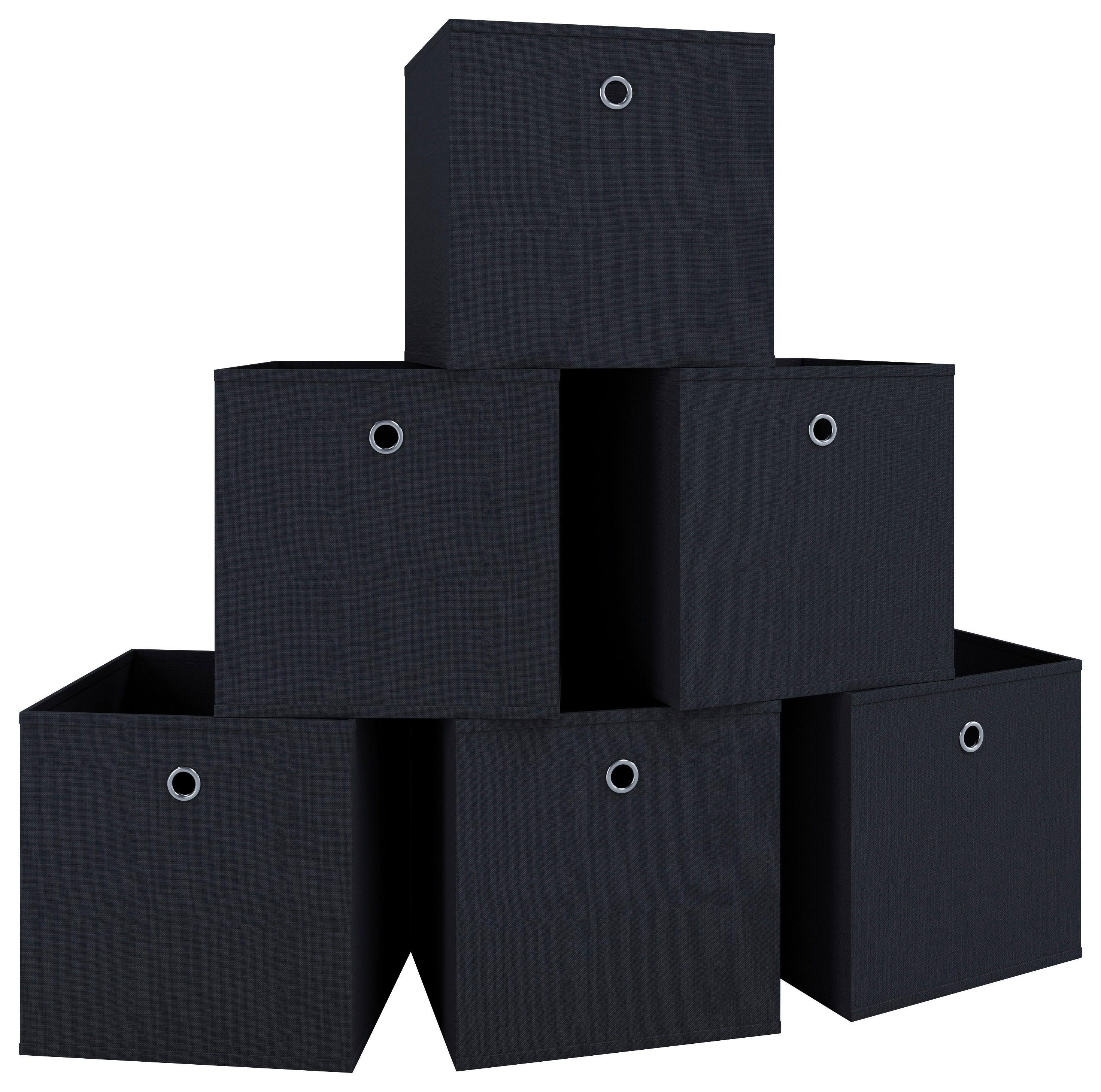 FALTBOX 6ER-BOXAS - Schwarz, Basics, Kunststoff (27/28/27cm) - MID.YOU