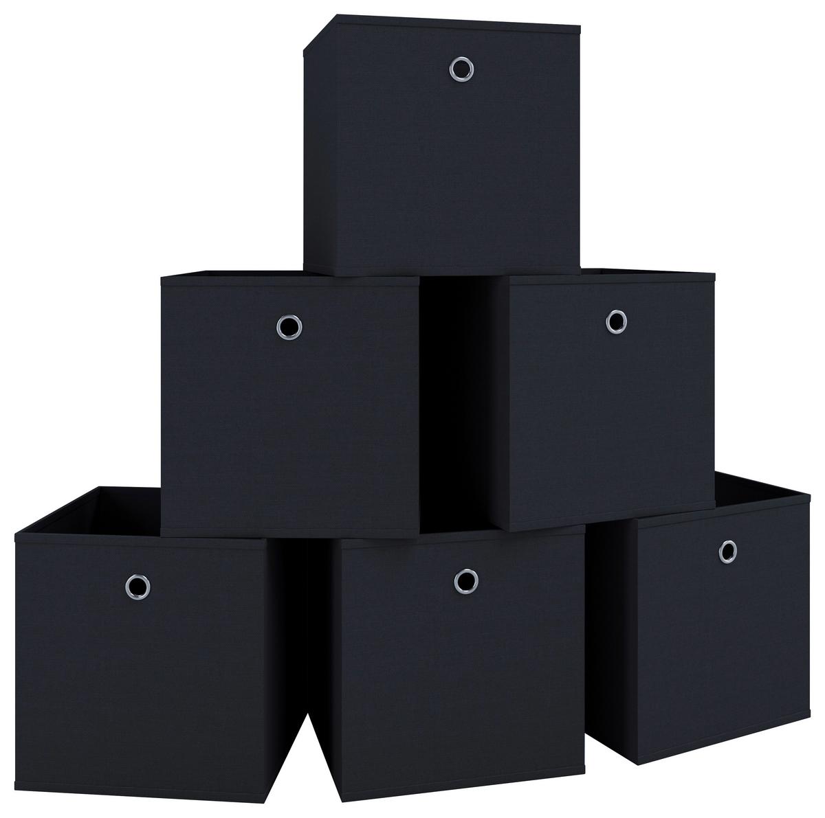 FALTBOX 6ER-BOXAS - Schwarz, Basics, Kunststoff (27/28/27cm) - MID.YOU