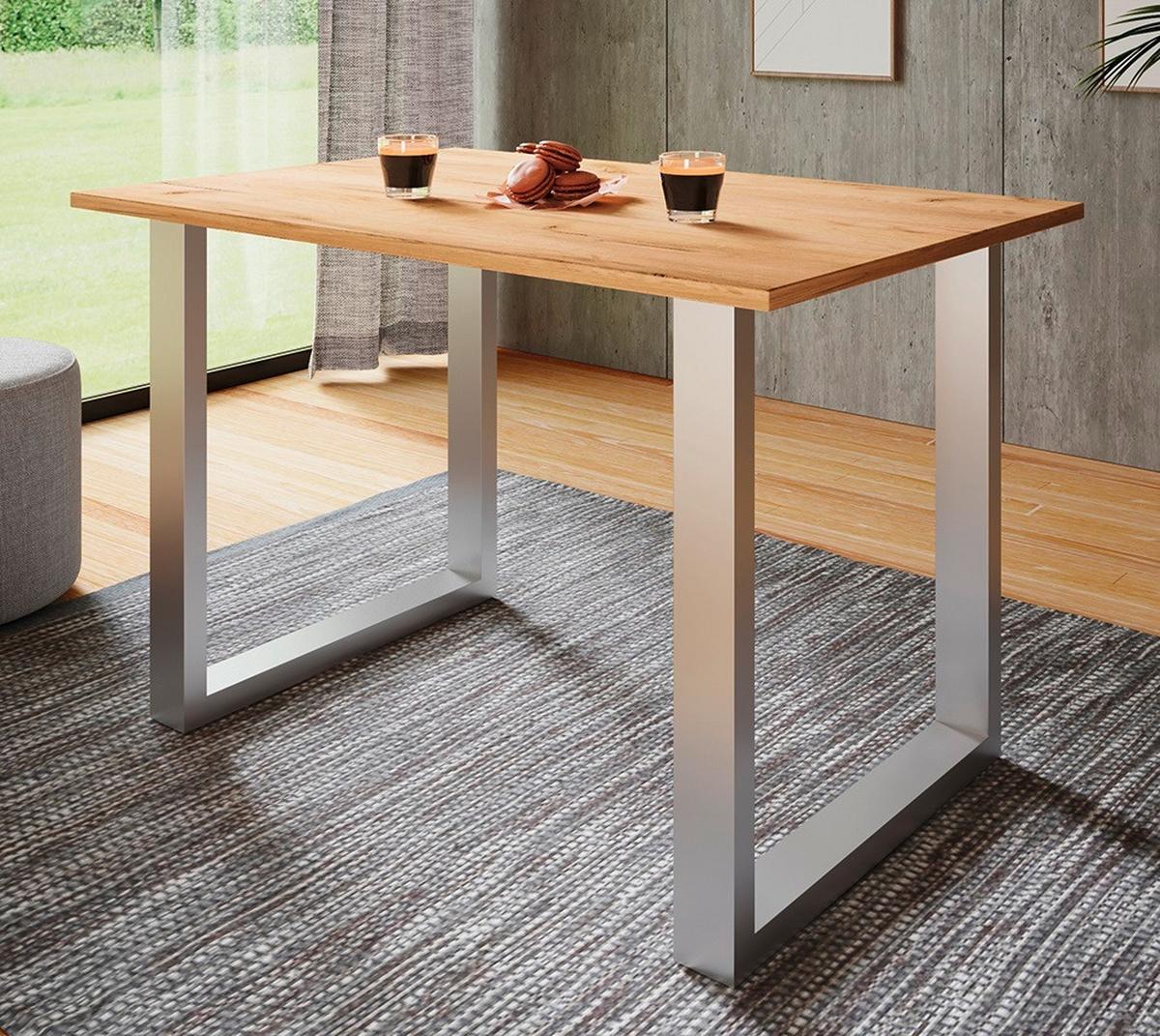 SCHREIBTISCH LONA - Honigeiche/Silberfarben, Design, Holzwerkstoff/Metall (80/76/50cm) - MID.YOU