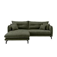 ECKSOFA LAVA - Schwarz/Olivgrün, Design, Textil/Metall (180/255cm) - Livetastic