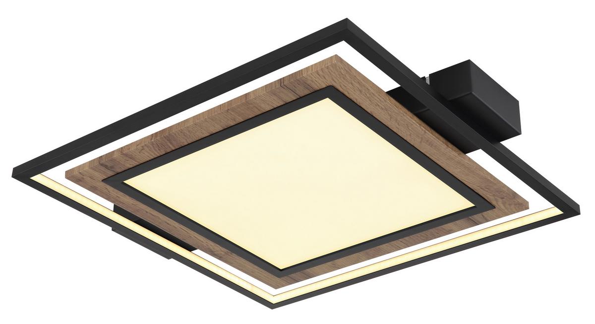 LED-Deckenleuchte Gabaldo Opal/Schwarz max. 36 Watt - Dunkelbraun/Opal, Natur, Holzwerkstoff/Kunststoff (50/45/5,5cm) - Globo