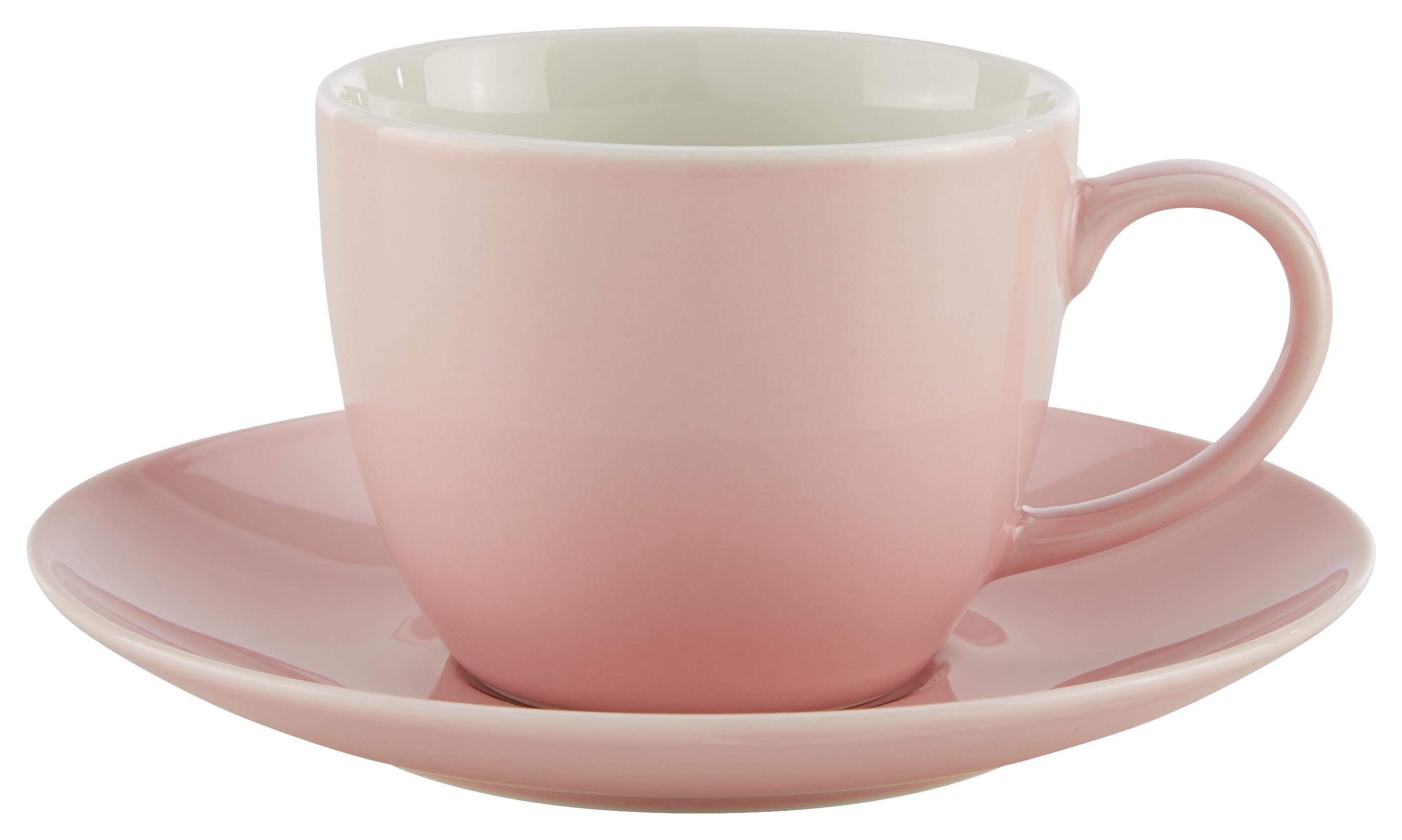 Kaffeetasse mit Untertasse Sandy aus Keramik ca. 250ml - Rosa, KONVENTIONELL, Keramik (5/6,9cm) - Mömax modern living