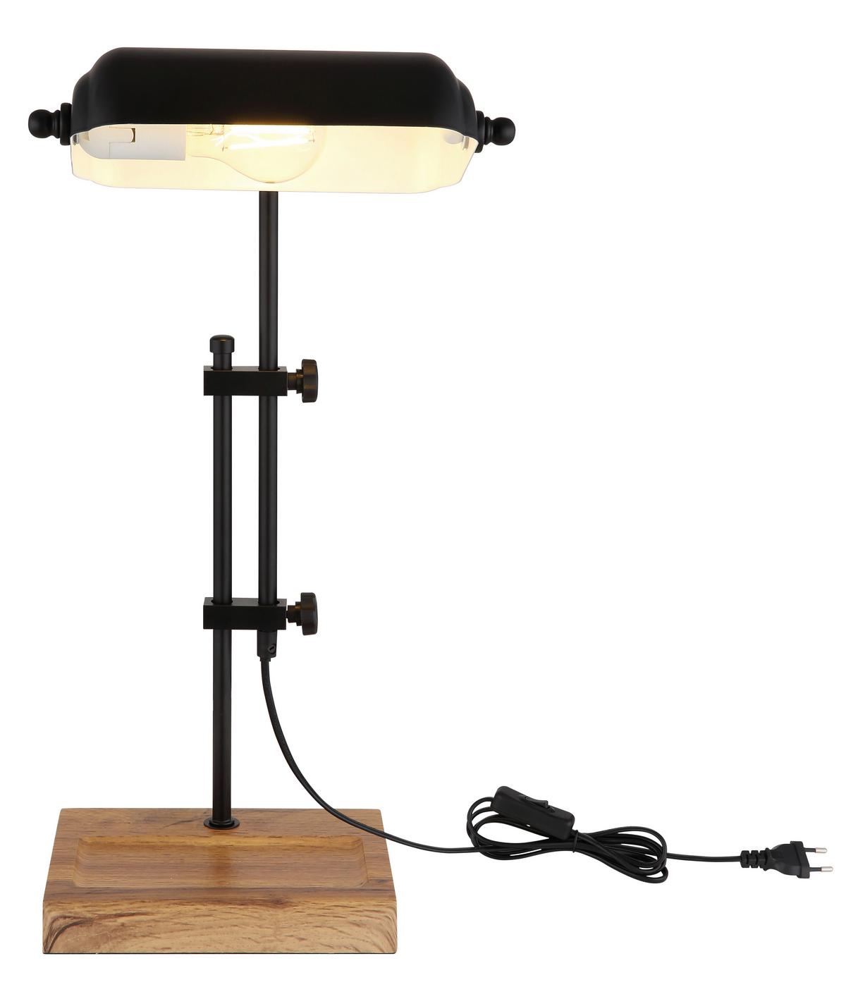 Tischleuchte Madrid Dunkelbraun max. 60 Watt - Dunkelbraun/Schwarz, Natur, Holzwerkstoff/Metall (26,5/18,2/50cm) - Globo