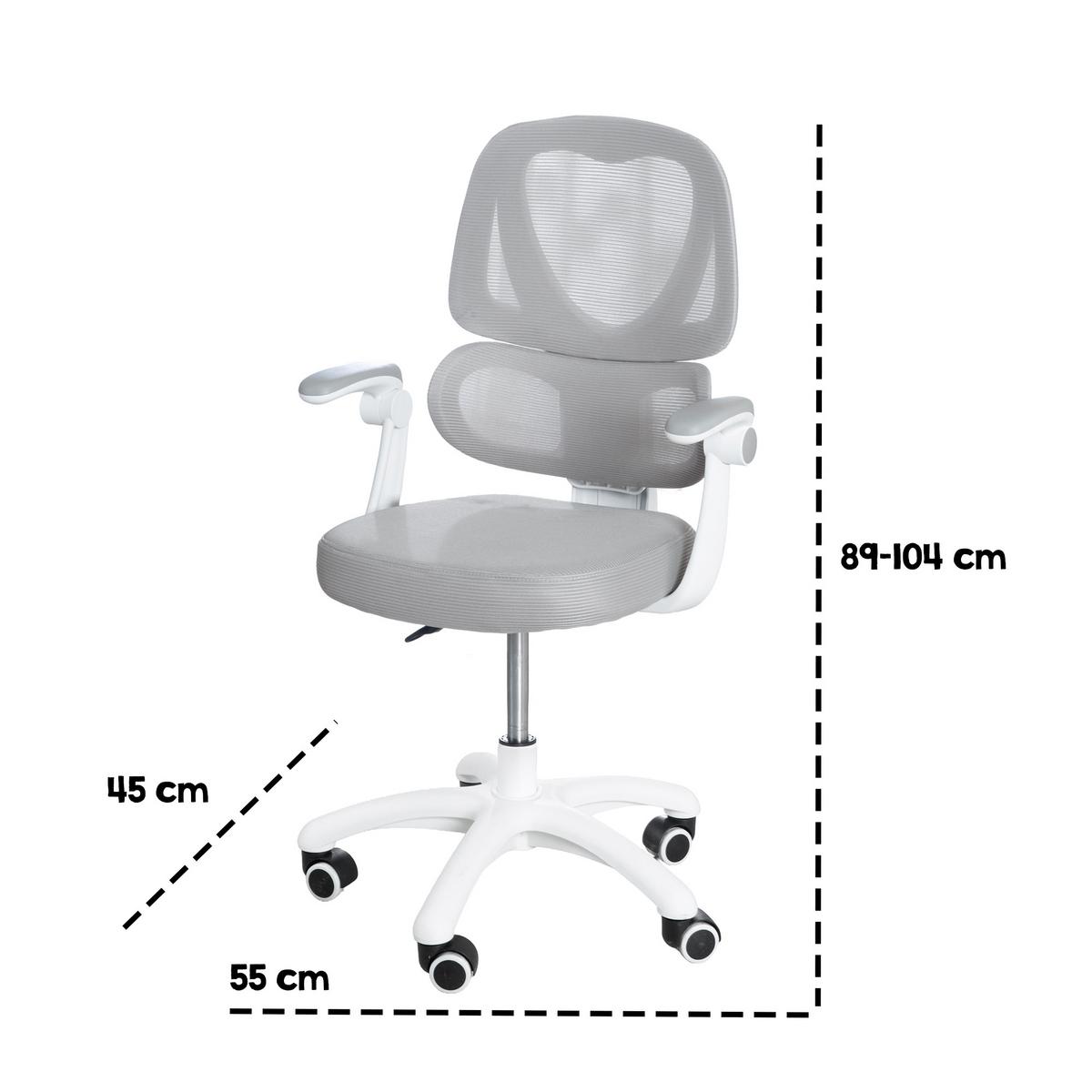 Ifjúsági Forgószék Smart Grow - fehér/szürke, Modern (55/89-104/45cm) - Roba