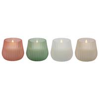 Led-kerze Hailey Diverse Farben - Smaragdgrün/Weiss, Glas/Naturmaterialien (8,6/7,5cm) - Mömax