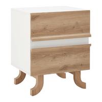 Nachttisch Vira Weiß/Kieferfarben Echtholz - Weiß/Kieferfarben, MODERN, Holz (48/60/43cm) - Bessagi Home
