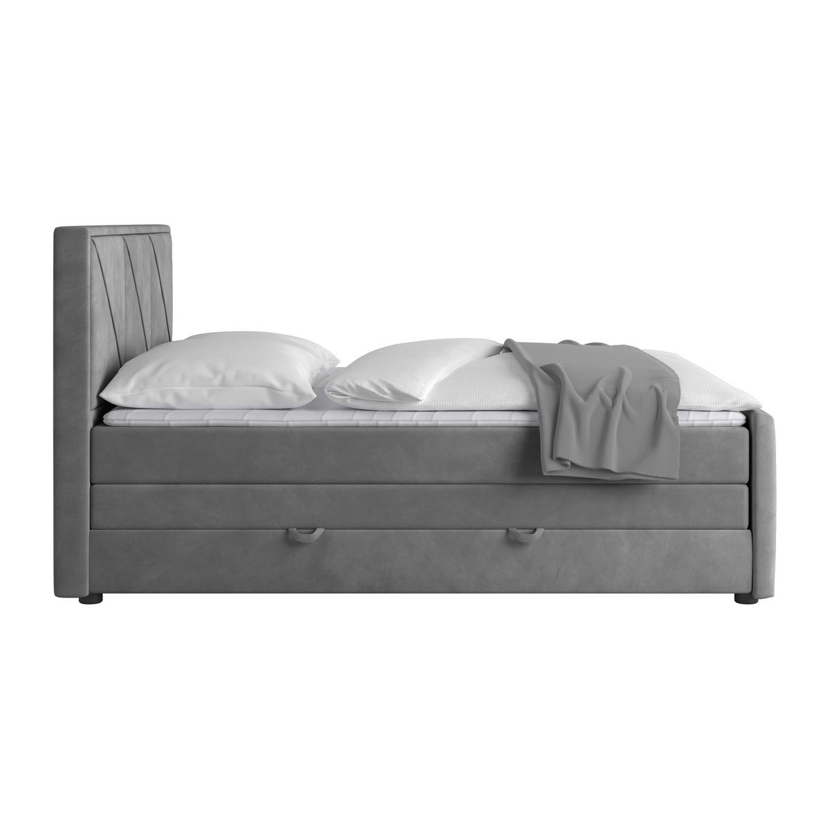 Boxspringbett Bologna ca. 180x200 cm Hellgrau - Hellgrau/Schwarz, MODERN, Holzwerkstoff/Kunststoff (180/200cm) - MID.YOU