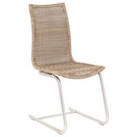 KRZESŁO NA PŁOZIE MARKUS - kolor stalowy/jasnobrązowy, Design, tworzywo sztuczne/metal (43/95,5/57,5cm) - Novel