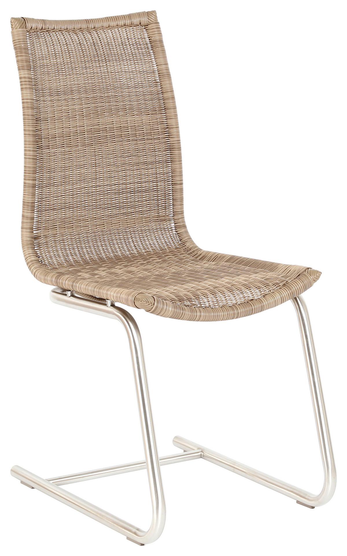 KRZESŁO NA PŁOZIE MARKUS - kolor stalowy/jasnobrązowy, Design, tworzywo sztuczne/metal (43/95,5/57,5cm) - Novel