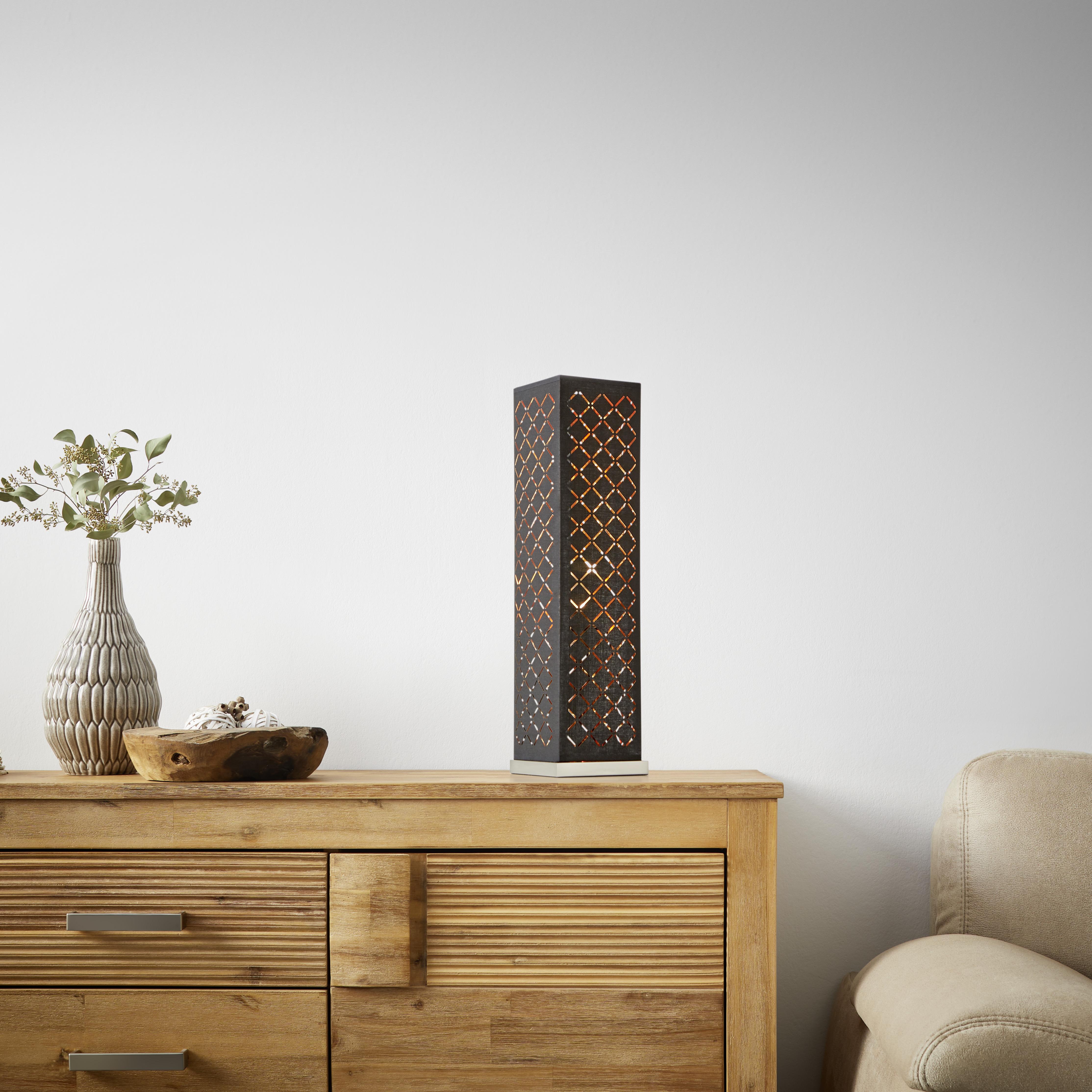 BORDSLAMPA ELIN - svart/nickelfärgad, Lifestyle, metall/textil (15/57cm) - Mömax