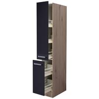 Apothekerschrank Anthrazit/Eiche - Edelstahlfarben/Eichefarben, MODERN, Holzwerkstoff/Metall (30/200/57cm) - FlexWell