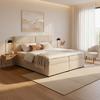 Boxbett Kiara Beige ca. 180x200cm mit Topper - Beige/Schwarz, MODERN, Holz/Textil (180/200cm) - Bessagi Home