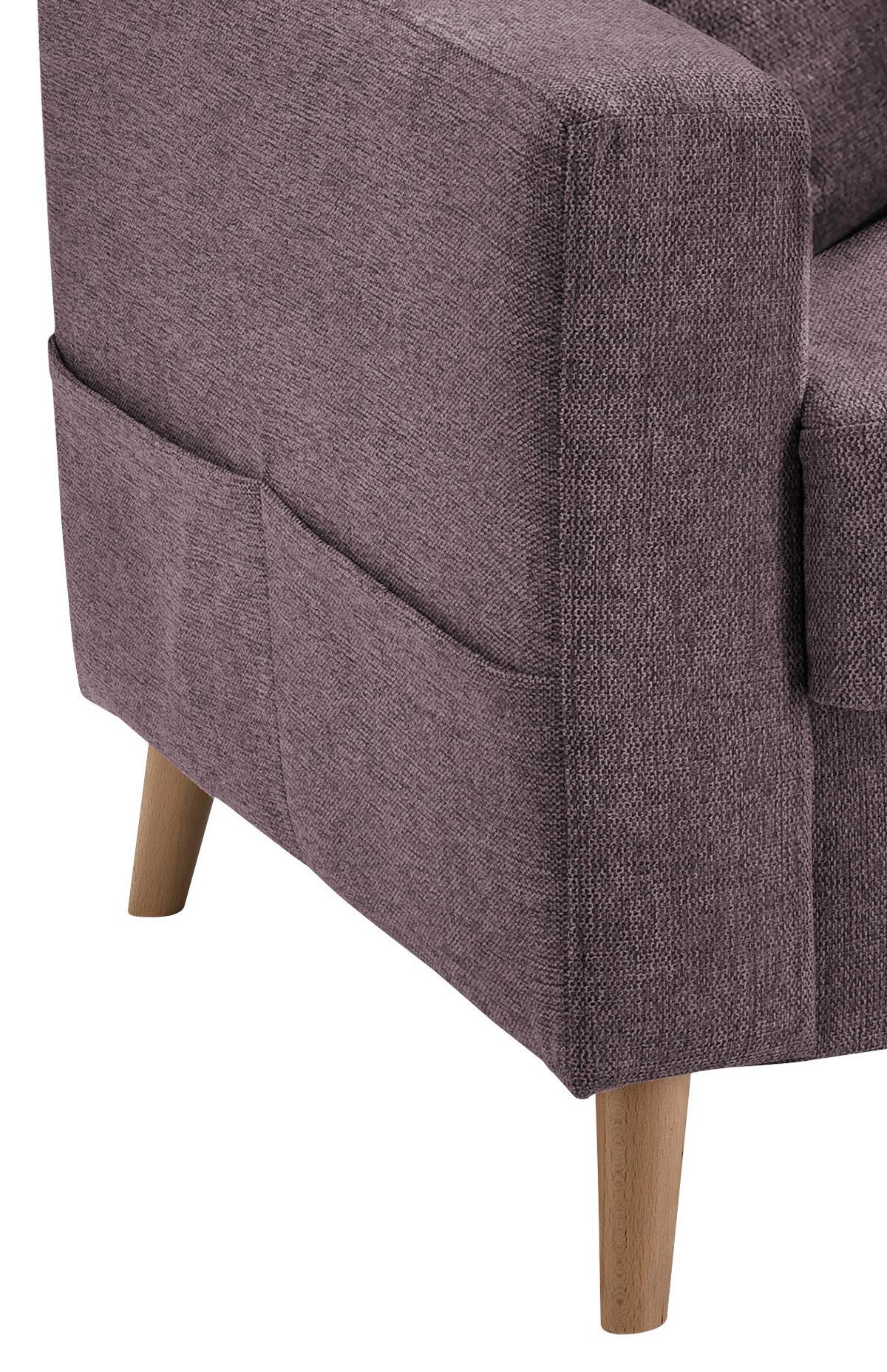 Wohnlandschaft Valentina Bordeaux Struktur - Bordeaux/Naturfarben, KONVENTIONELL, Holz/Textil (228/150cm) - P & B
