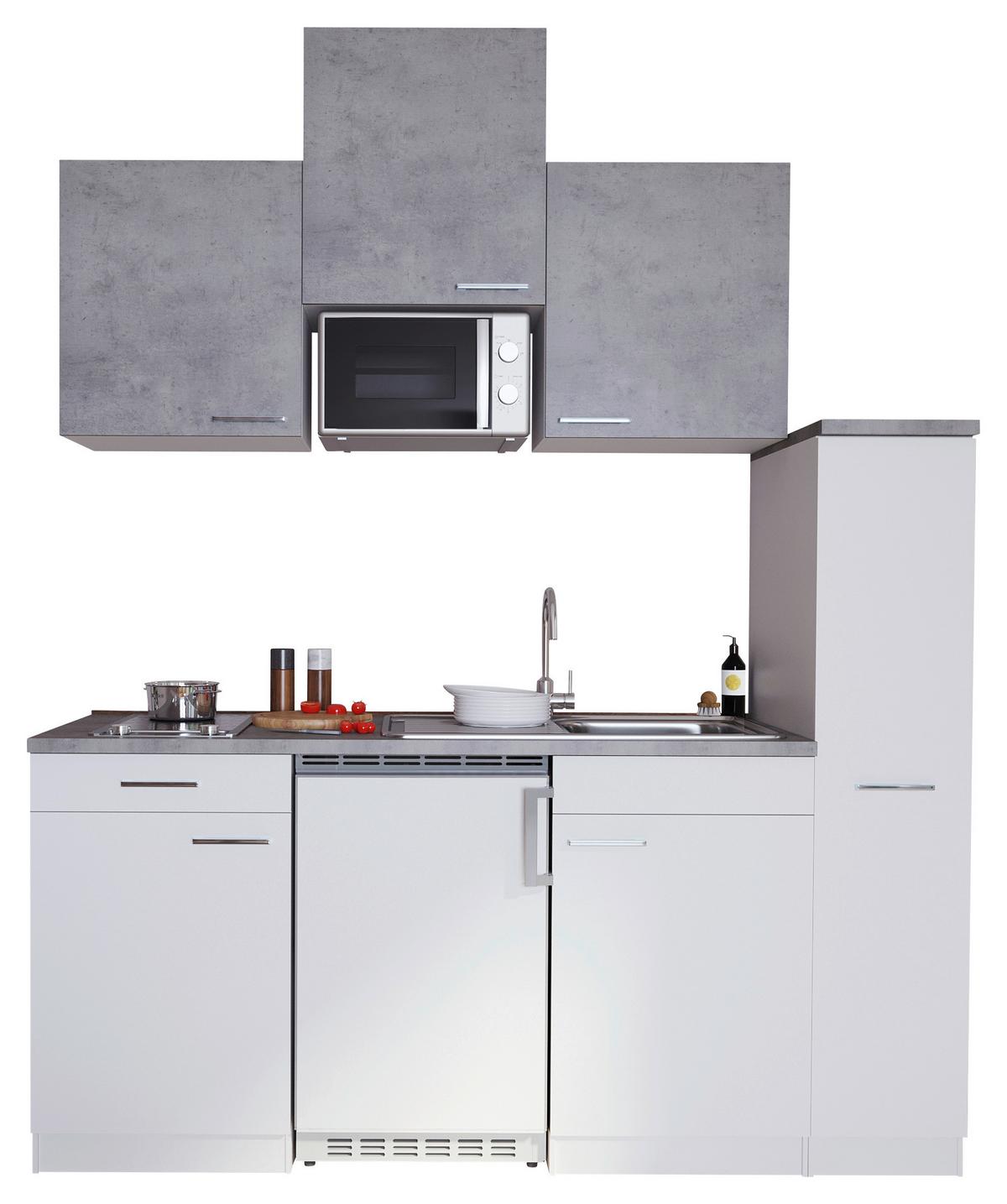 Küchenblock Economy Weiss/ Grau Cerankochfeld B: 180cm - Hellgrau/Weiß, MODERN, Holzwerkstoff (180cm) - Respekta