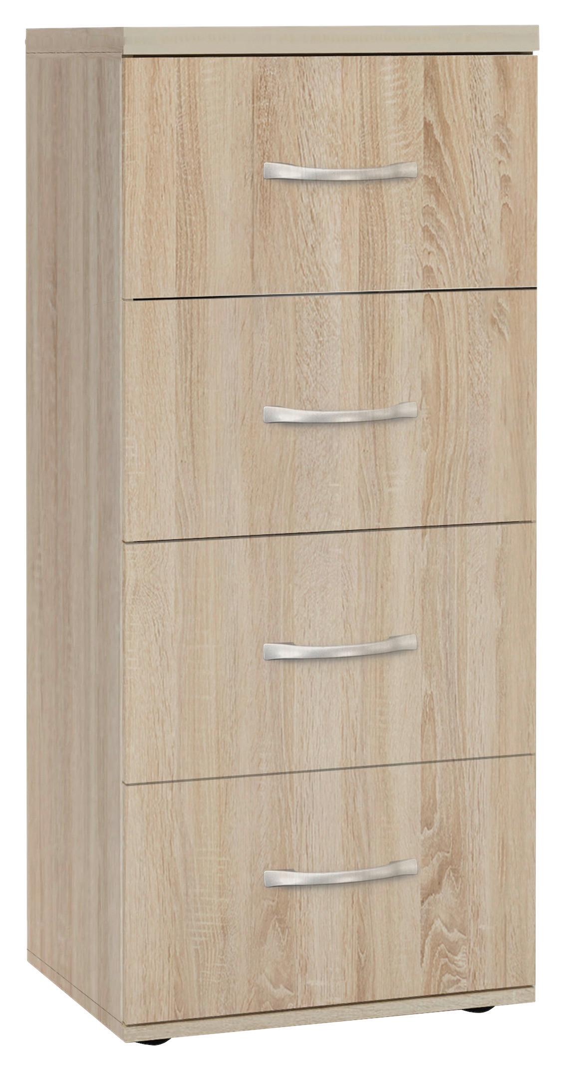 Komód Tölgy Színű Salva 2 - Sonoma tölgy/ezüstszínű, Konventionell, műanyag/faalapú anyag (50/115,8/43cm)