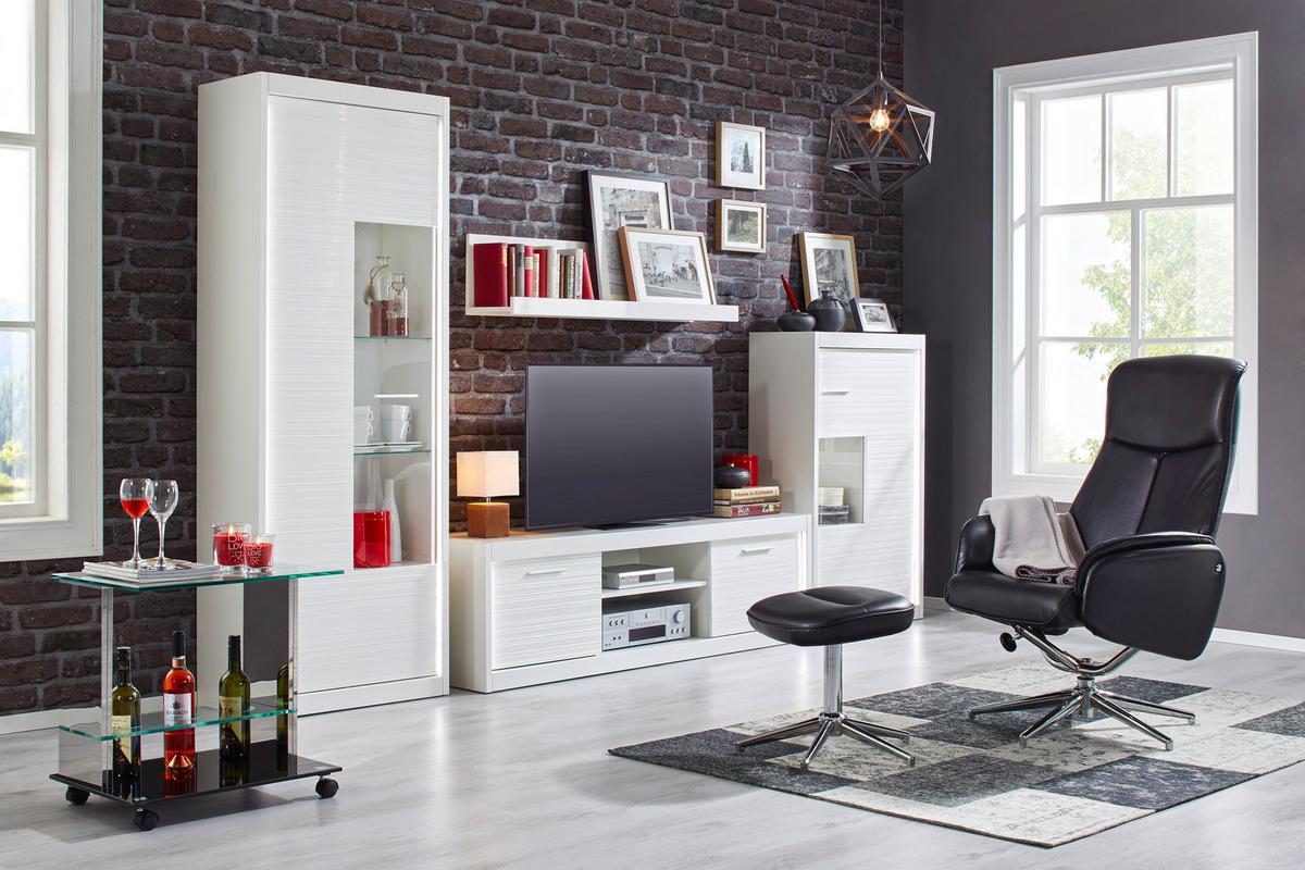 Dnevni Regal Lenny, Bela - srebrne barve/bela, Moderno, kovina/leseni material (300/190/35-42cm) - Premium Living