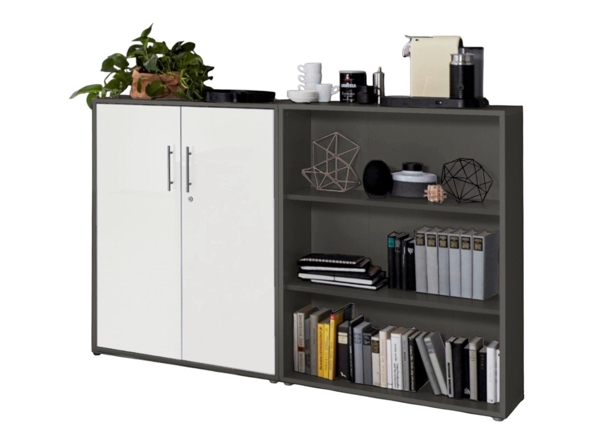 AKTENSCHRANK OFFICE EDITION-SW SET 1 NIEDR. - Anthrazit/Weiß, MODERN, Holzwerkstoff (168,8/113,6/33cm) - MID.YOU