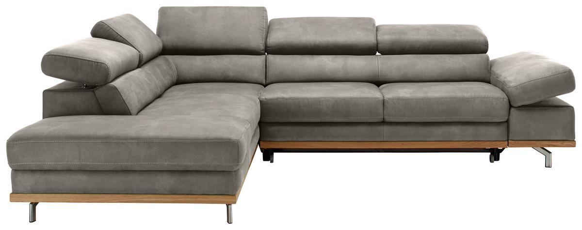 Wohnlandschaft Carmen in Silber mit Bettfunktion - Chromfarben/Silberfarben, KONVENTIONELL, Holz/Textil (226/93/292cm) - Based