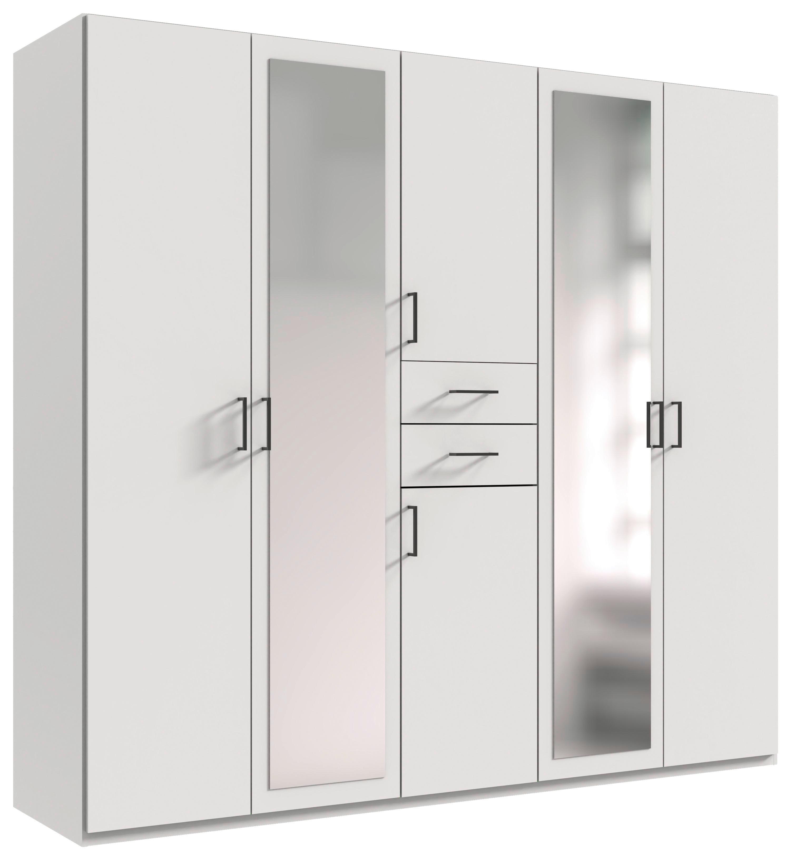 armoire à portes battantes Weiss - Weiss/Schwarz, Konventionell, Glas/Holzwerkstoff (225/208/58cm) - Mömax