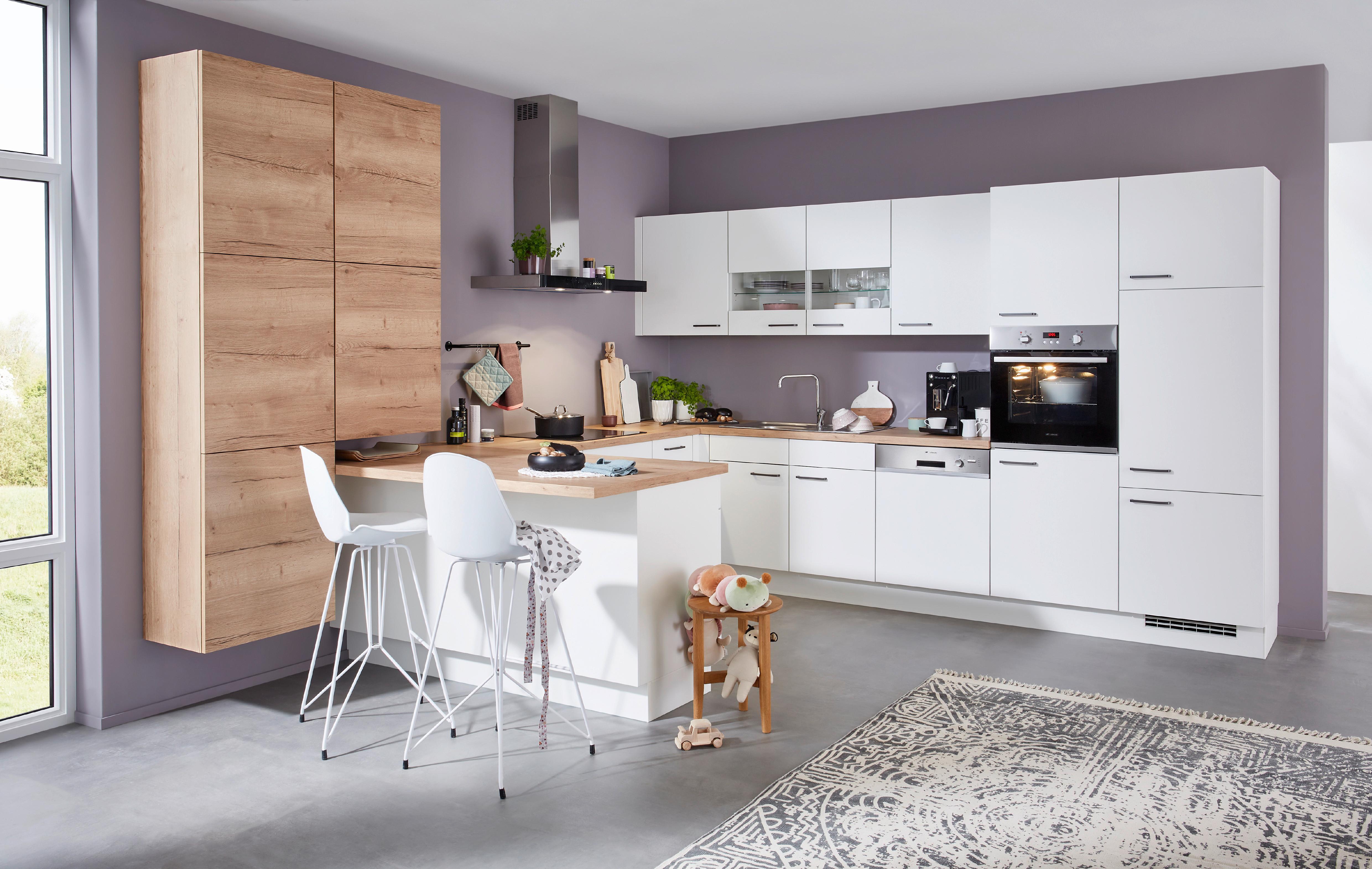 Kuhinja Laser/structura - bijela/boje titana, Moderno, drvni materijal/metal (361,9/345cm) - Nobilia