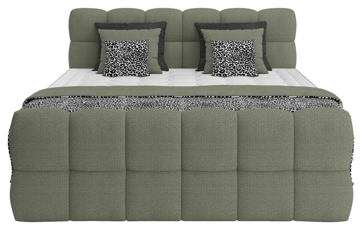 Boxspring Krevet Brisbane - zelena/crna, Trend, drvni materijal/drvo (180/200cm) - Premium Living