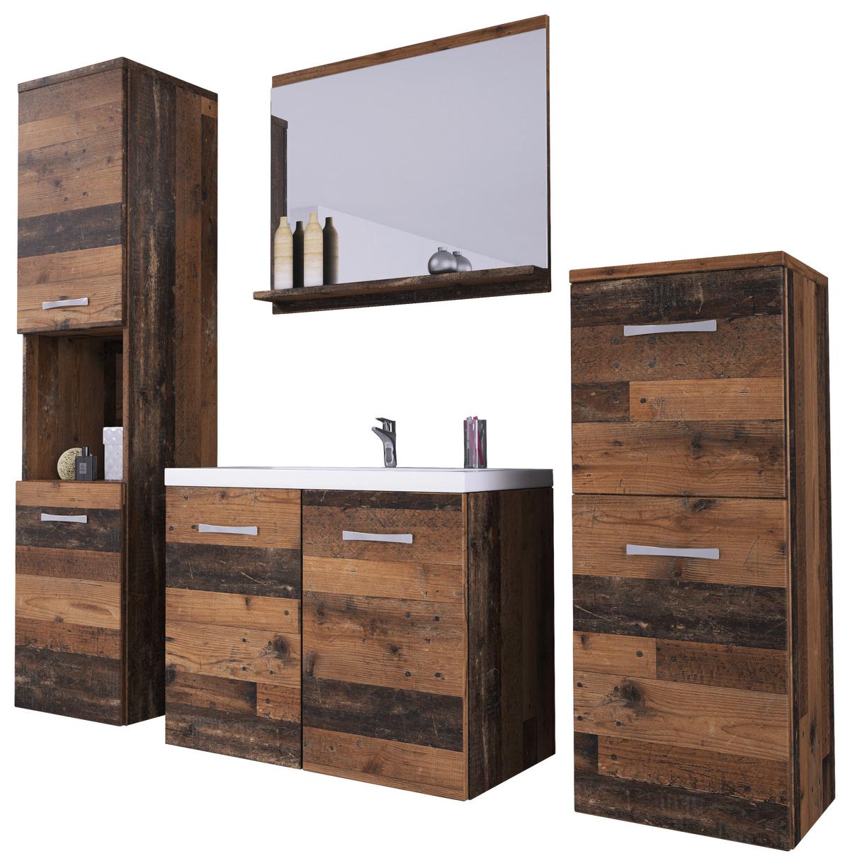 Badmöbel-Set 5-tlg. Malo ca. 140 cm Eiche - Alteiche/Eichefarben, LIFESTYLE, Keramik/Holzwerkstoff (120cm) - P & B