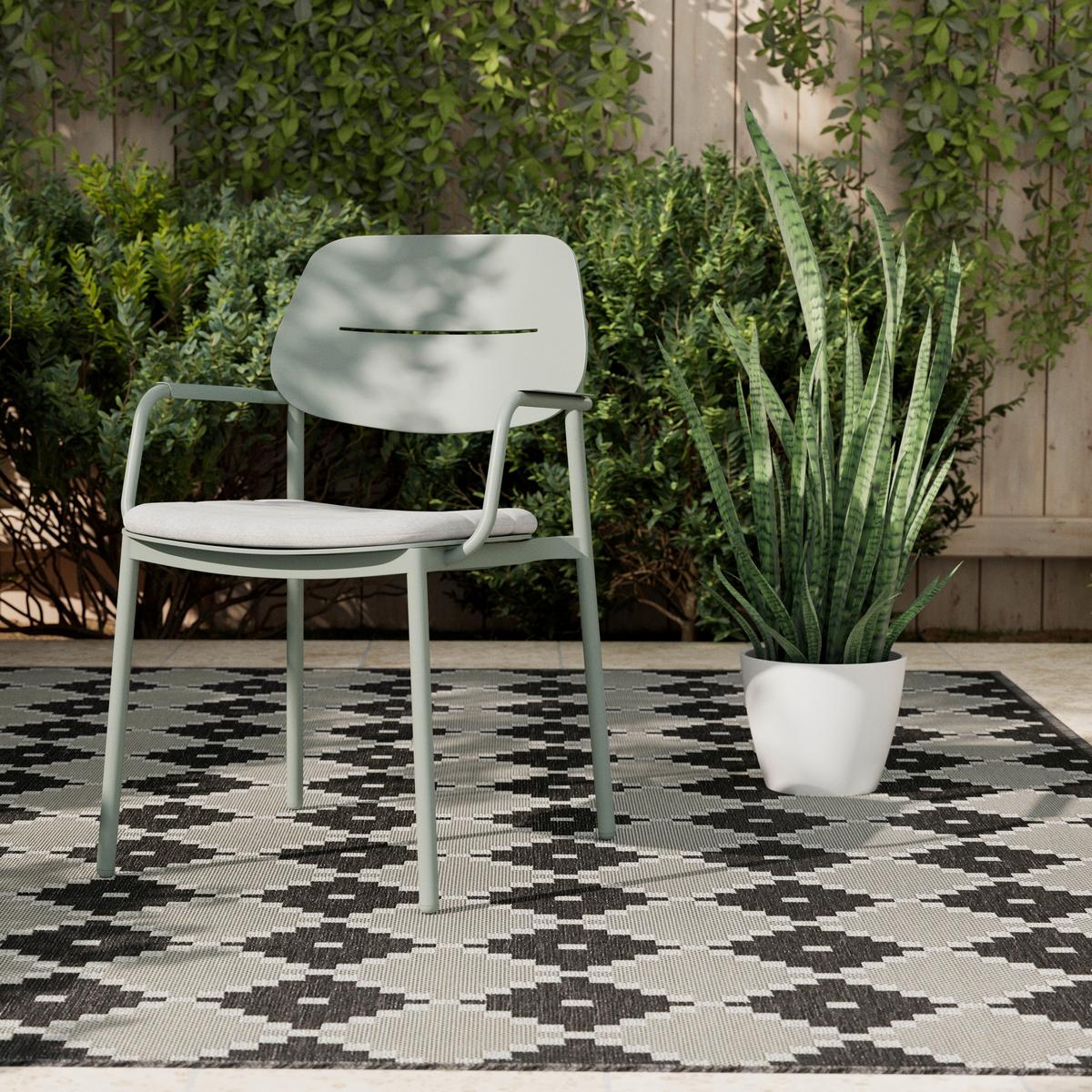 Gartenstuhl Verde Hellgrün/Salbeigrün Aluminium - Salbeigrün/Hellgrau, MODERN, Textil/Metall (57/85/57cm) - Mömax