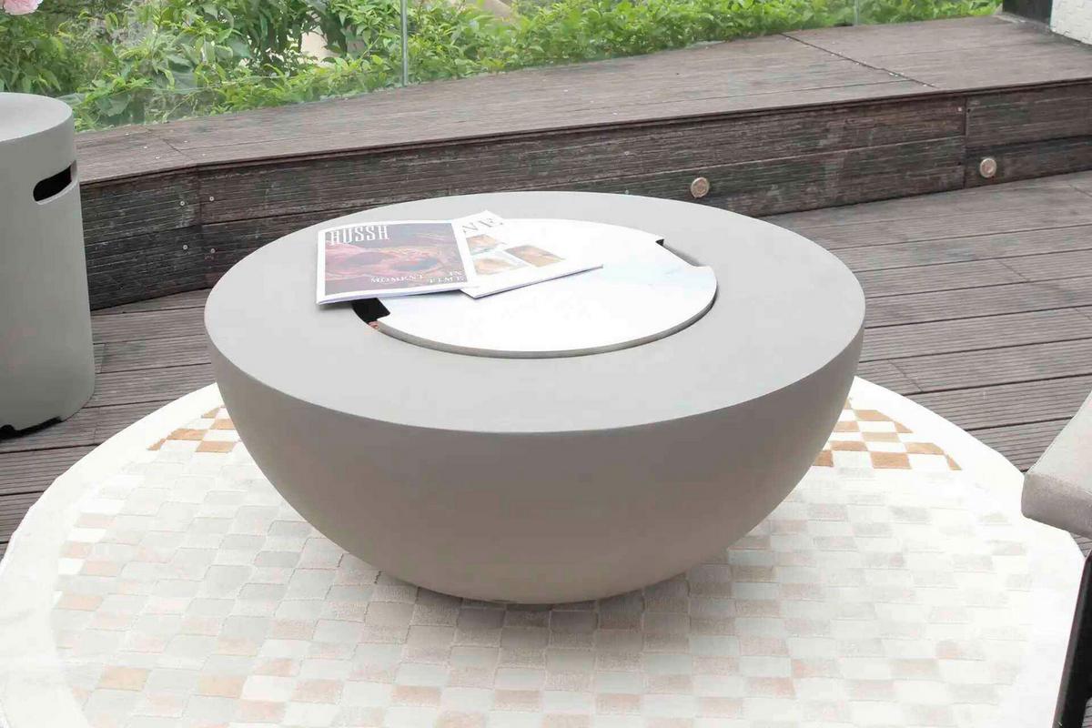 Feuerstelle Roca Hellgrau - Hellgrau, KONVENTIONELL, Stein/Metall (87/87/37cm) - Gardenson