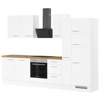 Küchenblock IBZ ohne Geräte ca. 310 cm Weiß - Edelstahlfarben/Eichefarben, Design, Holzwerkstoff/Metall (310cm) - Impuls