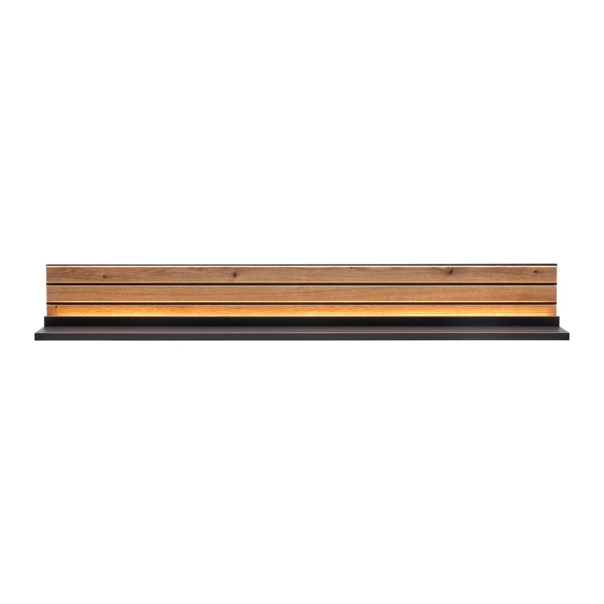 Wandboard Carreto in Schwarz/Eichefarben - Eichefarben/Schwarz, MODERN, Holzwerkstoff (150/20/20cm) - Premium Living