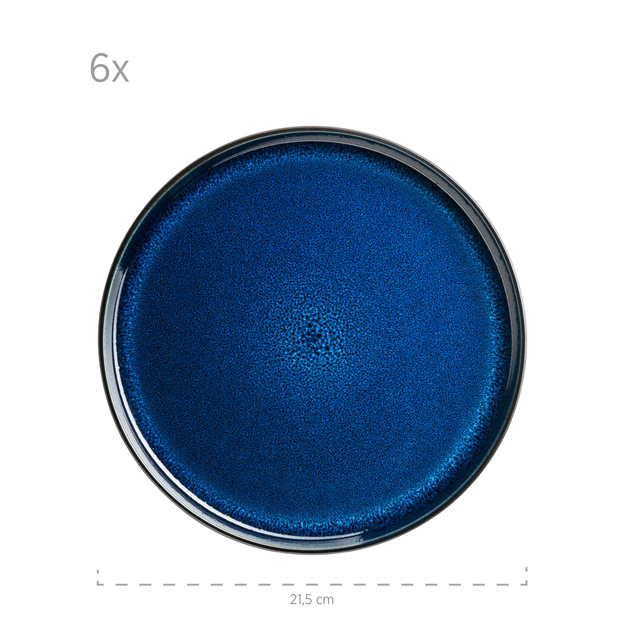FRÜHSTÜCKSSERVICE NIARA - Blau/Schwarz, Basics, Keramik - Mäser