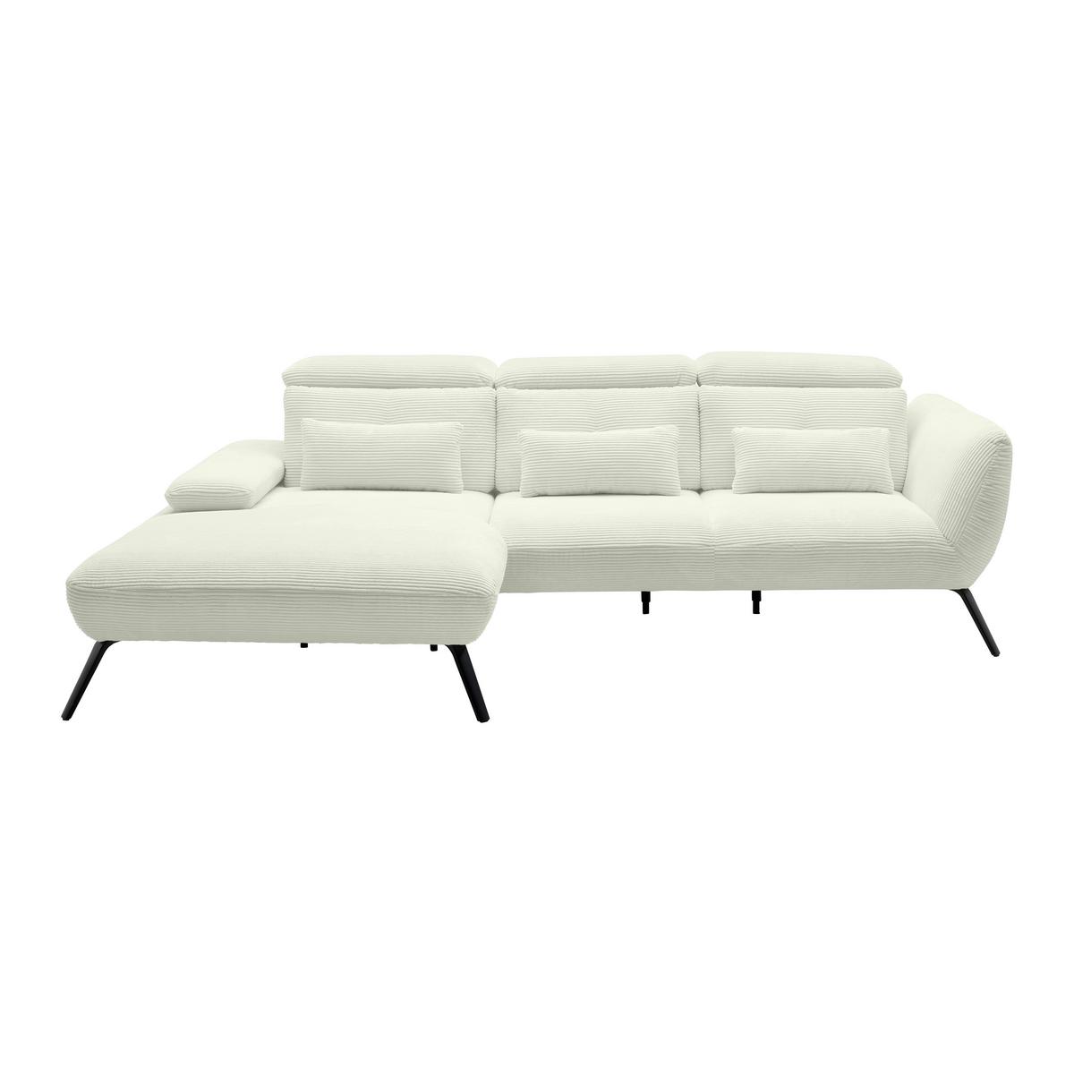 Wohnlandschaft Seattle Creme - Creme/Schwarz, MODERN, Holzwerkstoff/Textil (196/301cm) - Premium Living