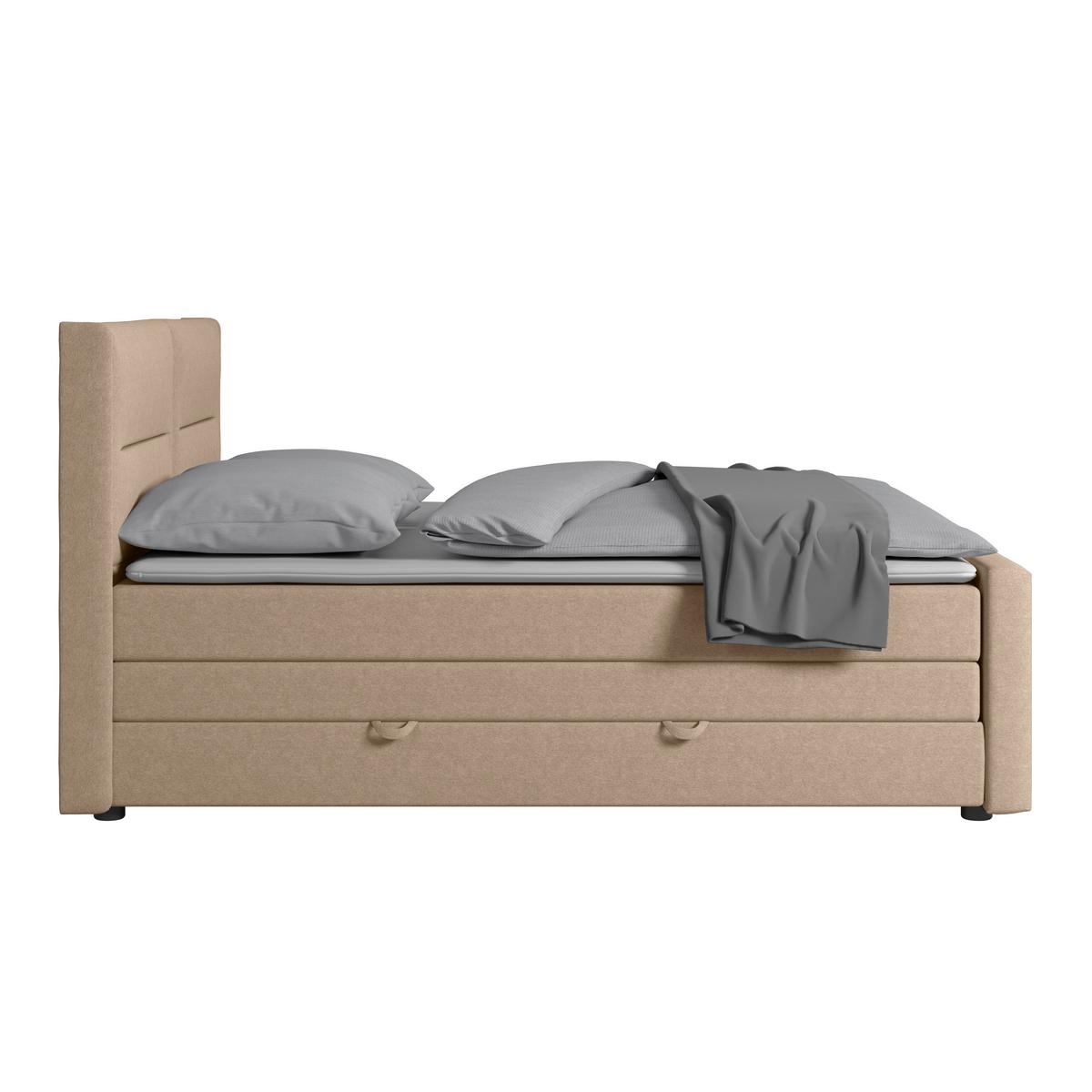 Boxspringbett Kyoto ca. 180x200 cm Naturfarben - Schwarz/Naturfarben, MODERN, Karton/Holzwerkstoff (180/200cm) - MID.YOU