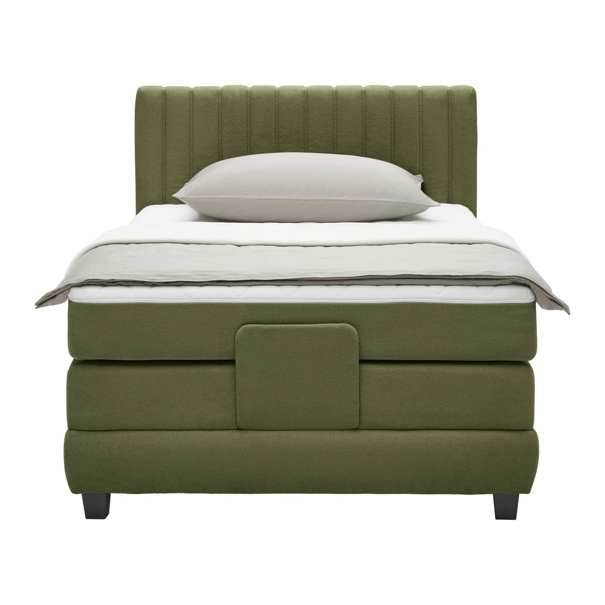 Boxspring Krevet Dixon - maslinasto zelena/crna, Konvencionalno, drvni materijal/drvo (100/200cm) - Premium Living