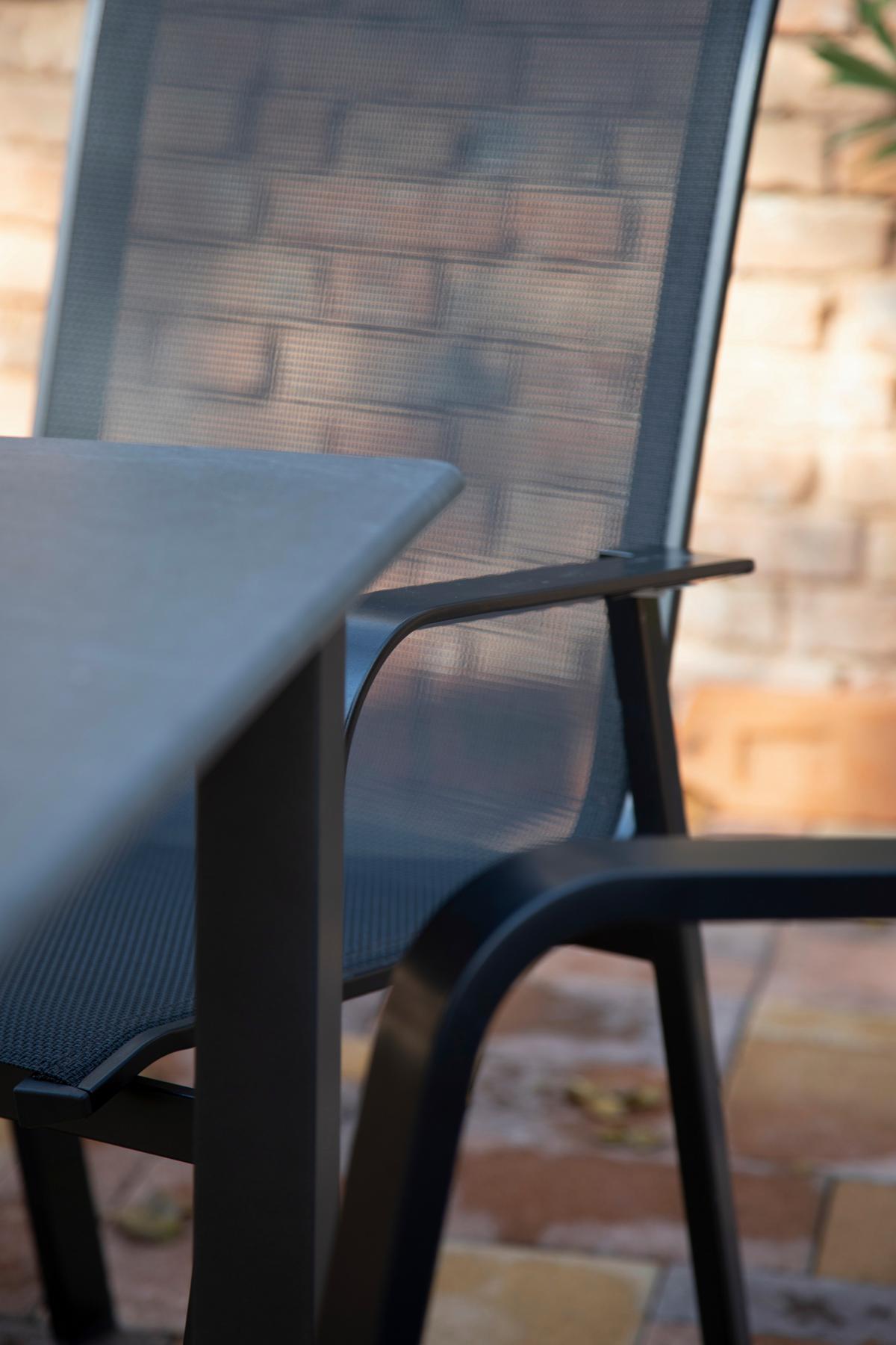 Gartensessel 4er-Set stapelbar Urban Aluminium/Textil - Anthrazit/Schwarz, Basics, Textil/Metall (69/97/62cm) - Acamp