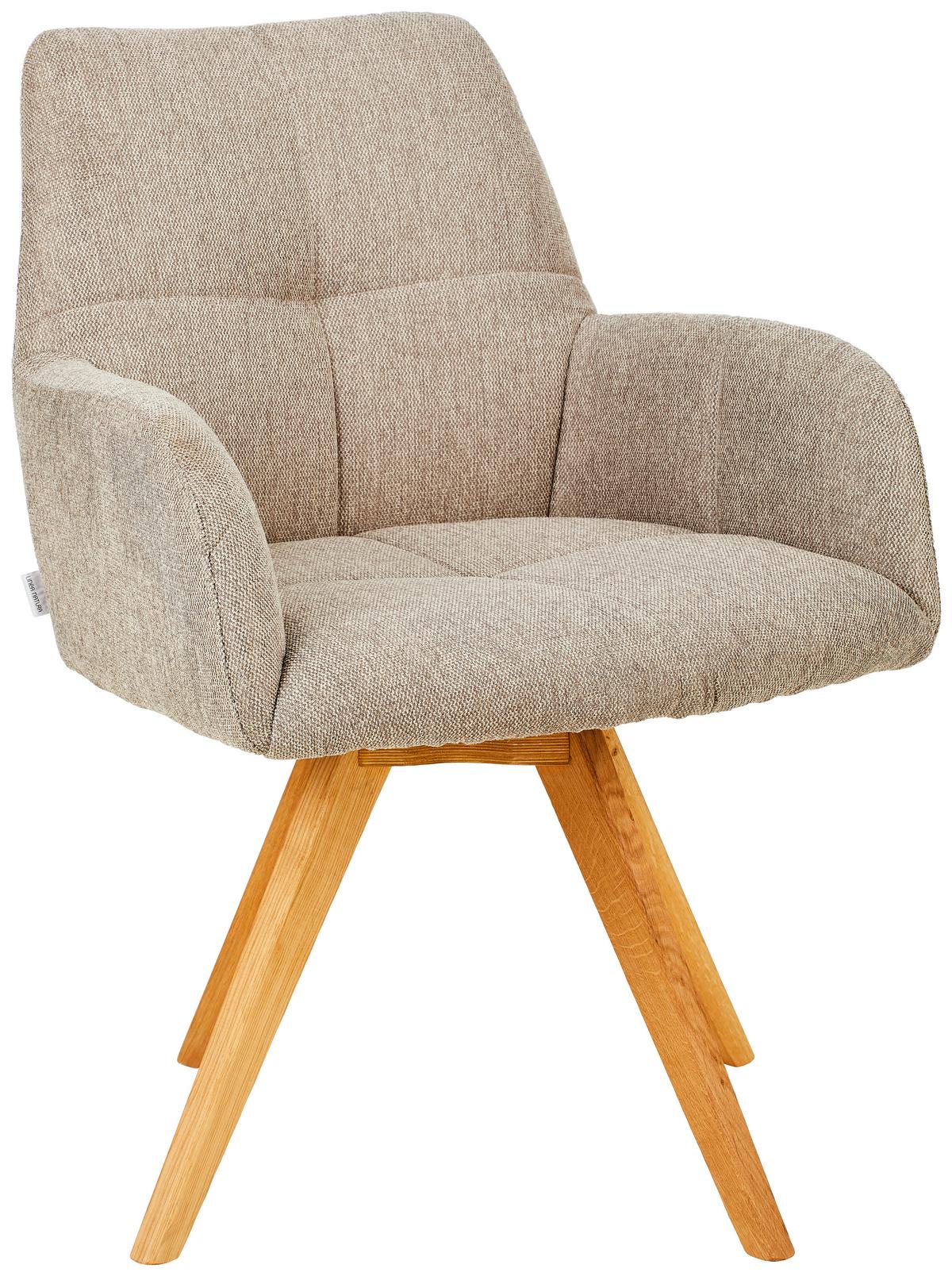 KRZESŁO Z PODŁOKIETNIKAMI PISA - kolor dębowy/taupe, Konventionell, drewno/tkanina (62/87,5/68,5cm) - Linea Natura